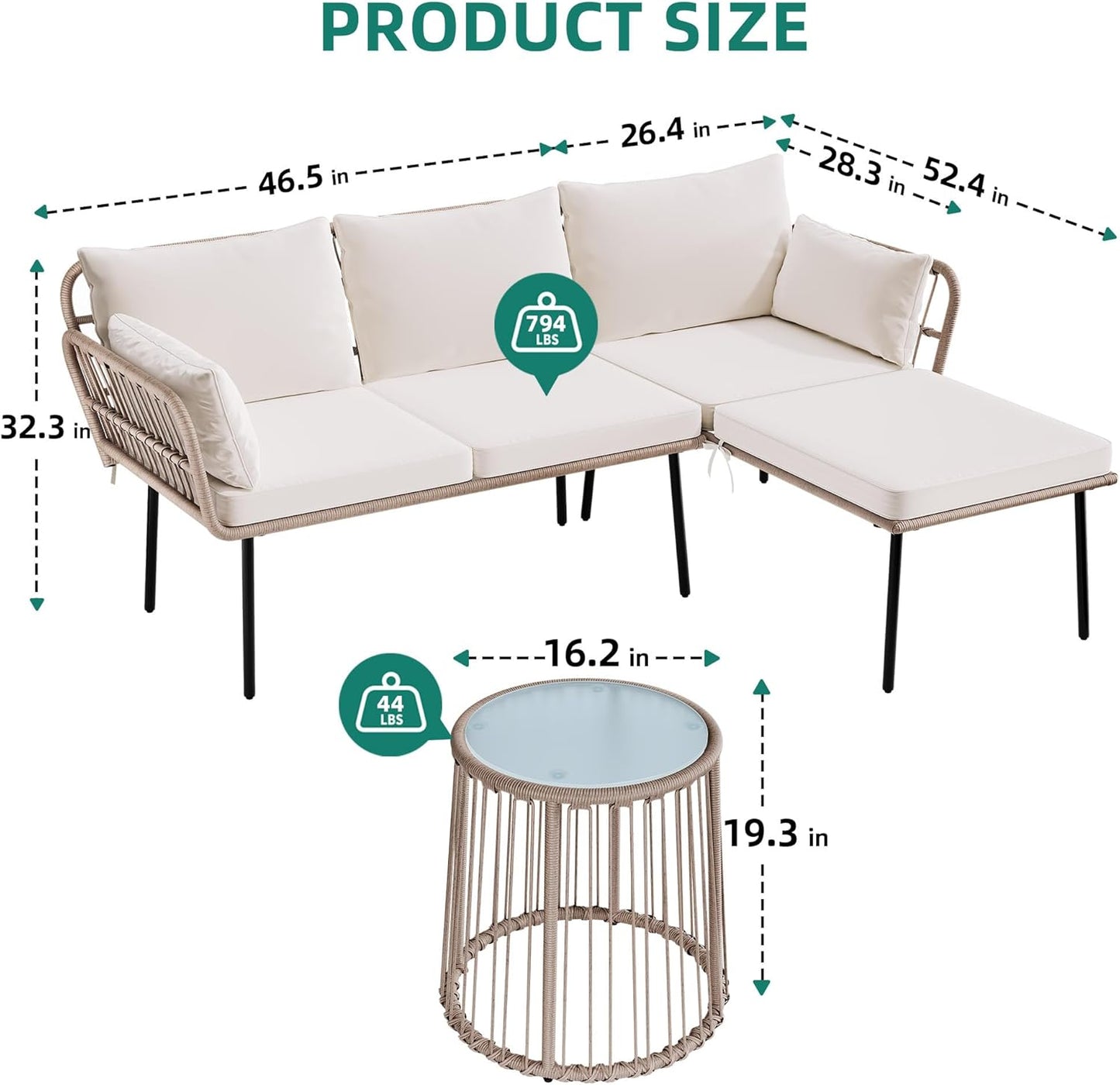 YITAHOME 5 Pieces Outdoor Patio Dining Table Chair Set