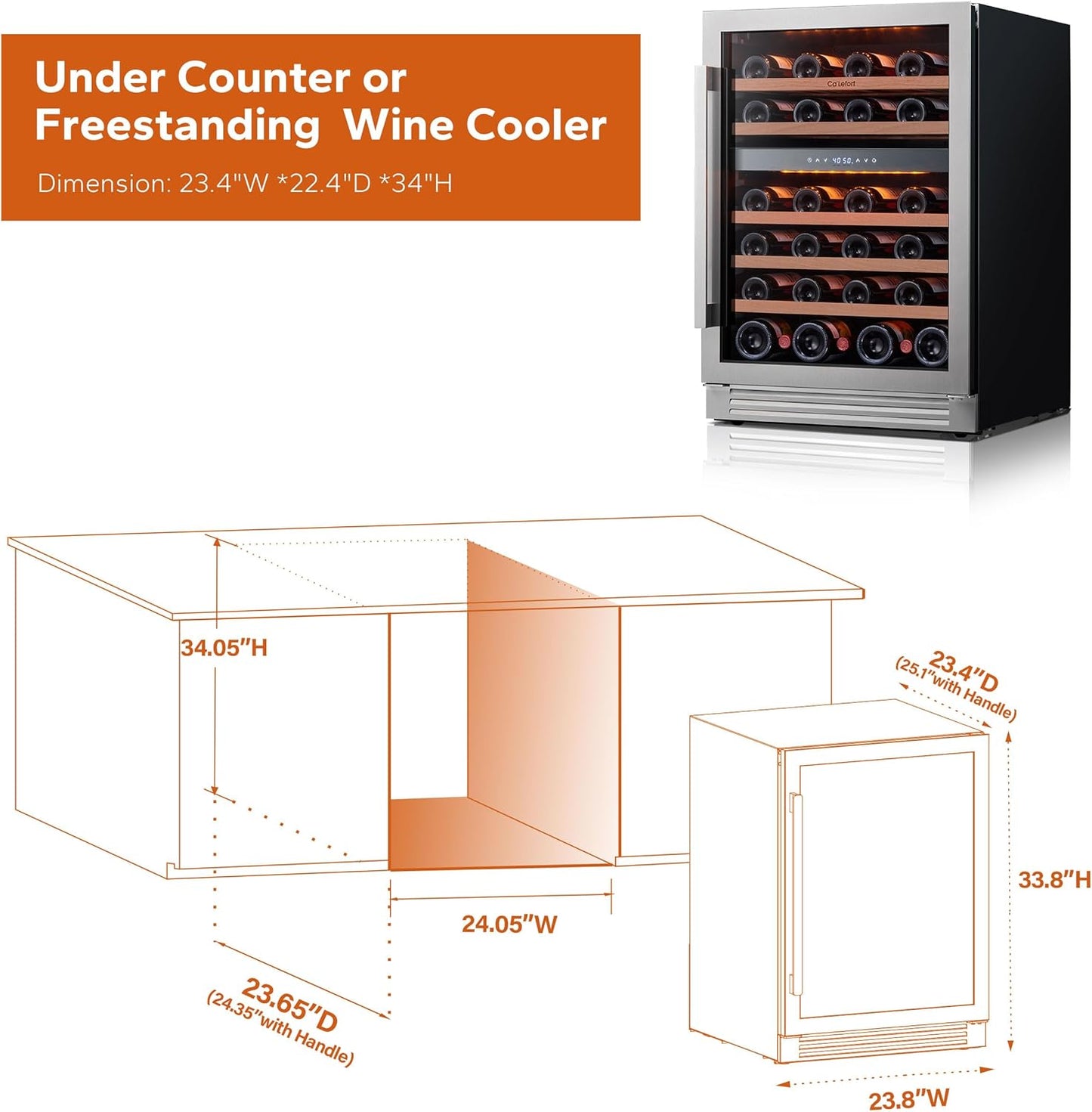 24 Inch Wine Fridge 54 Bottle Wine Cooler Refrigerator