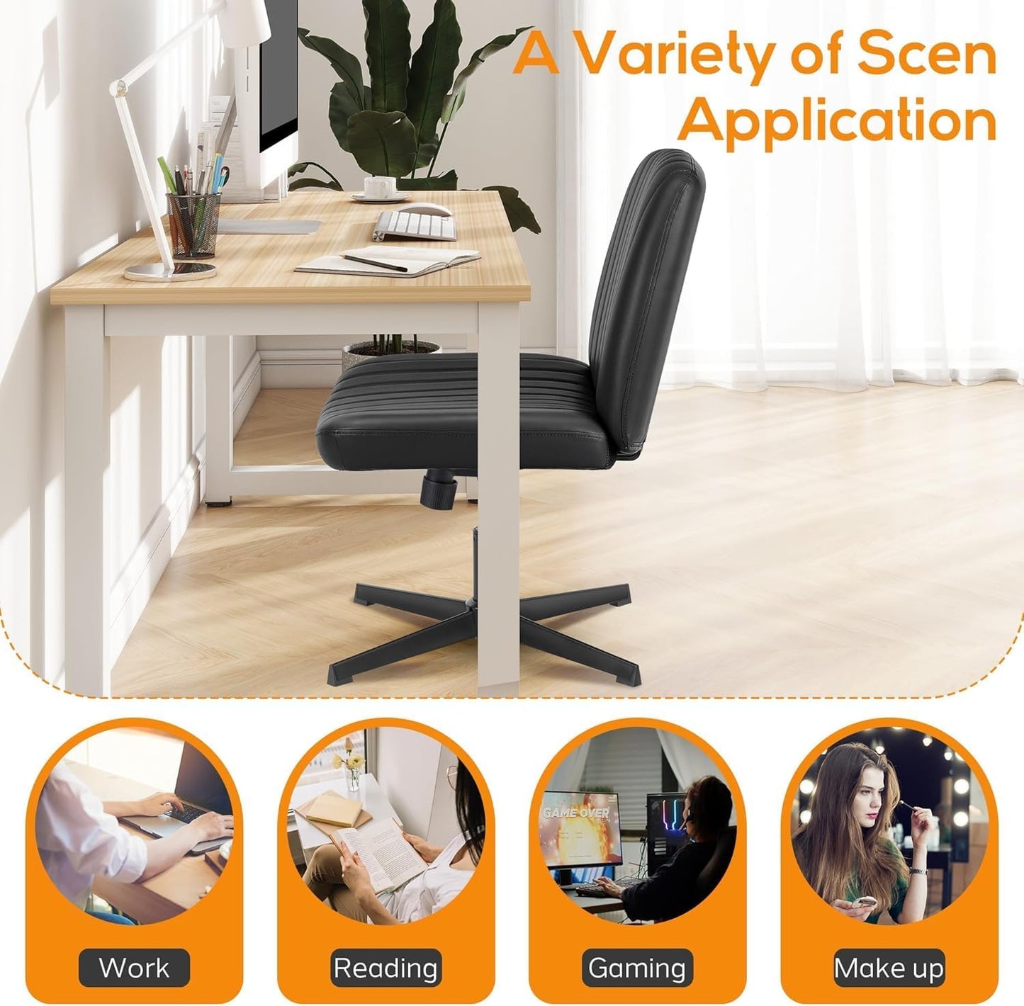 DUMOS Criss Cross Chair Legged Office Wide Comfy Desk Seat