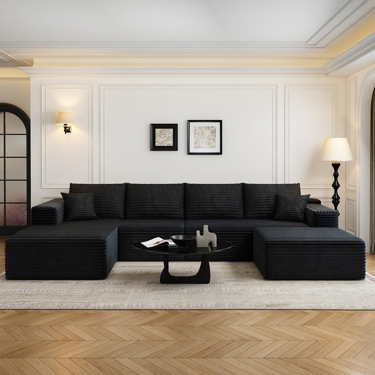 107.5" Cloud Modular Sectional Sofa with 1 Ottoman