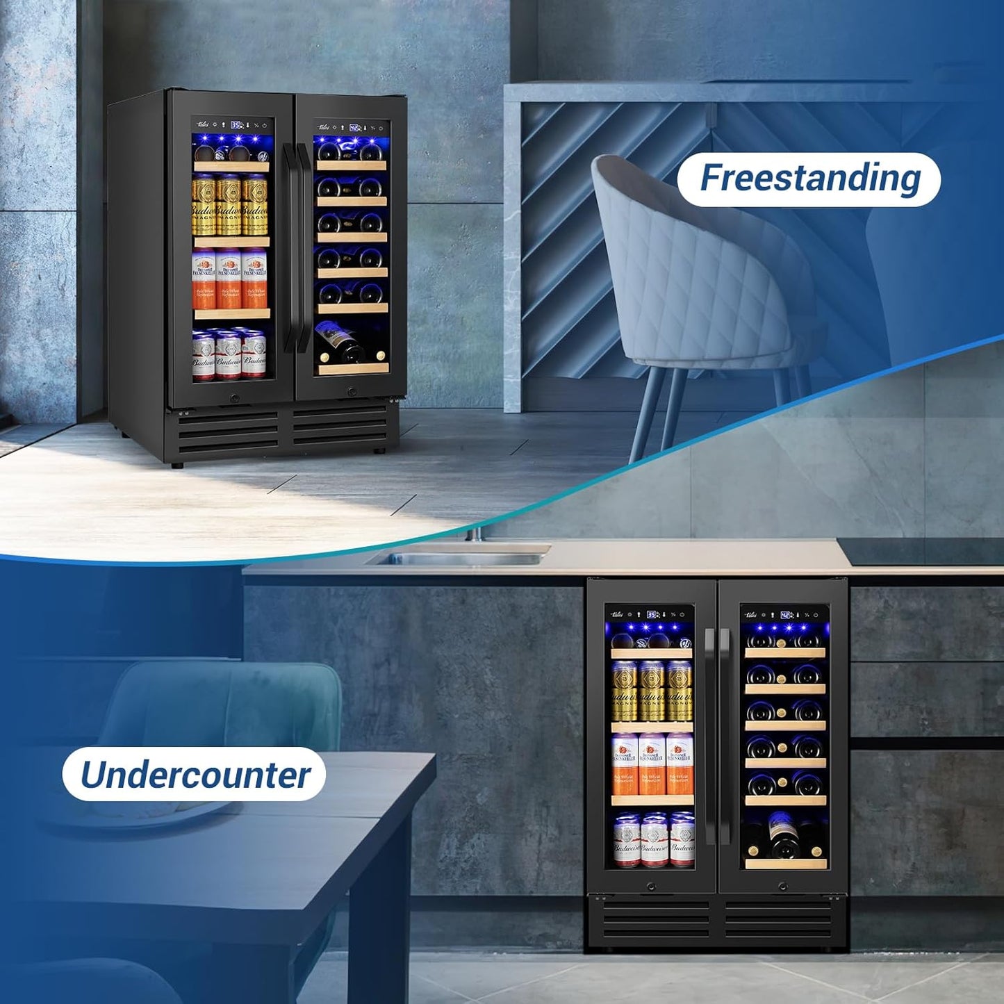 24 Inch Beverage Refrigerator Outdoor Under Counter Beverage Cooler for Patio