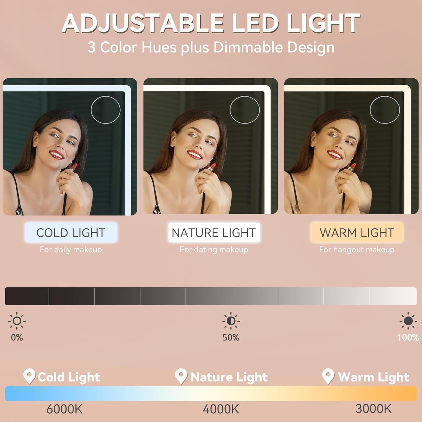 YITAHOME Vanity Desk Set with Large 35" LED Mirror and Lights