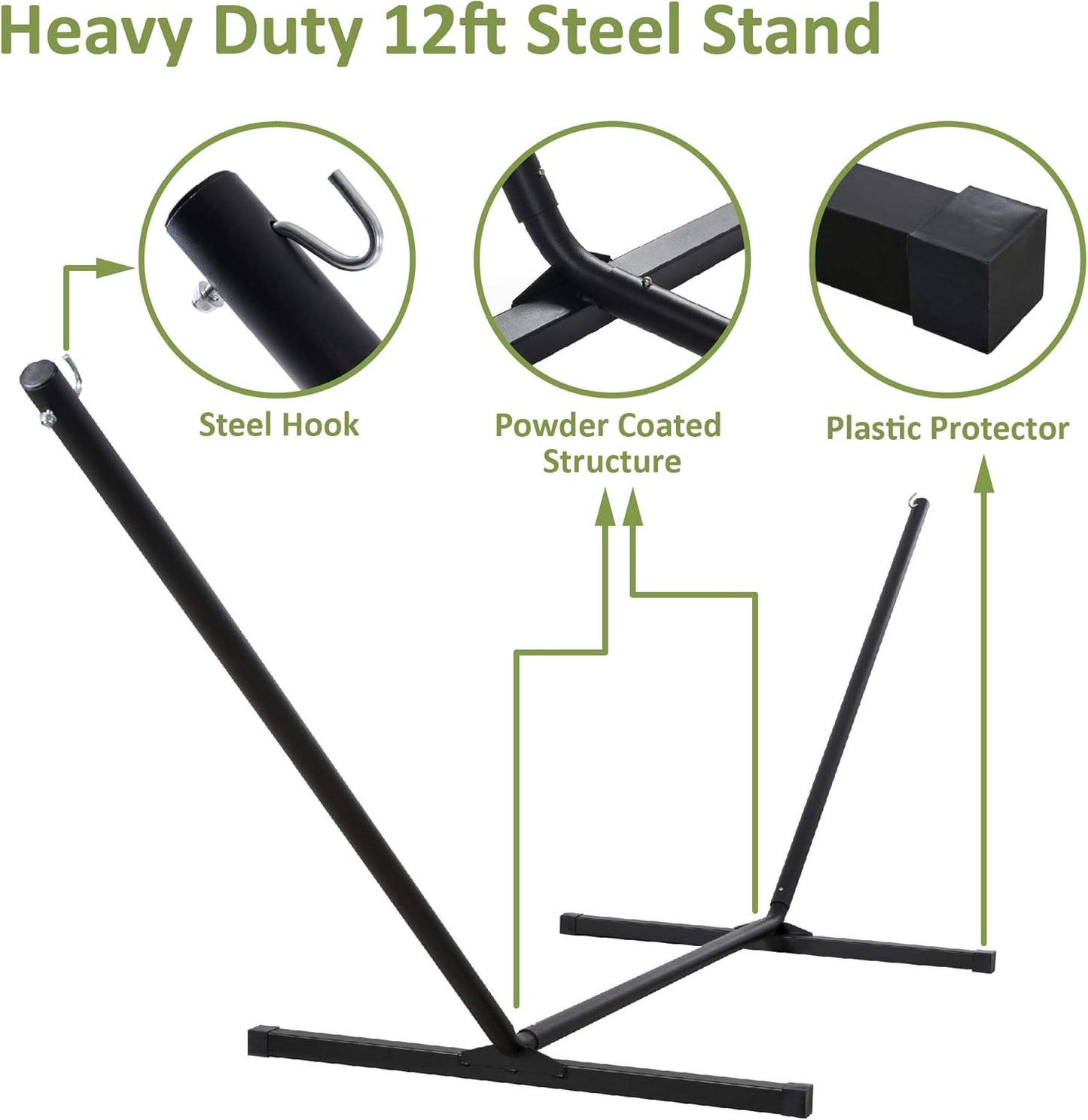 2 Person Hammock with Stand Heavy Duty Portable Dark Grey