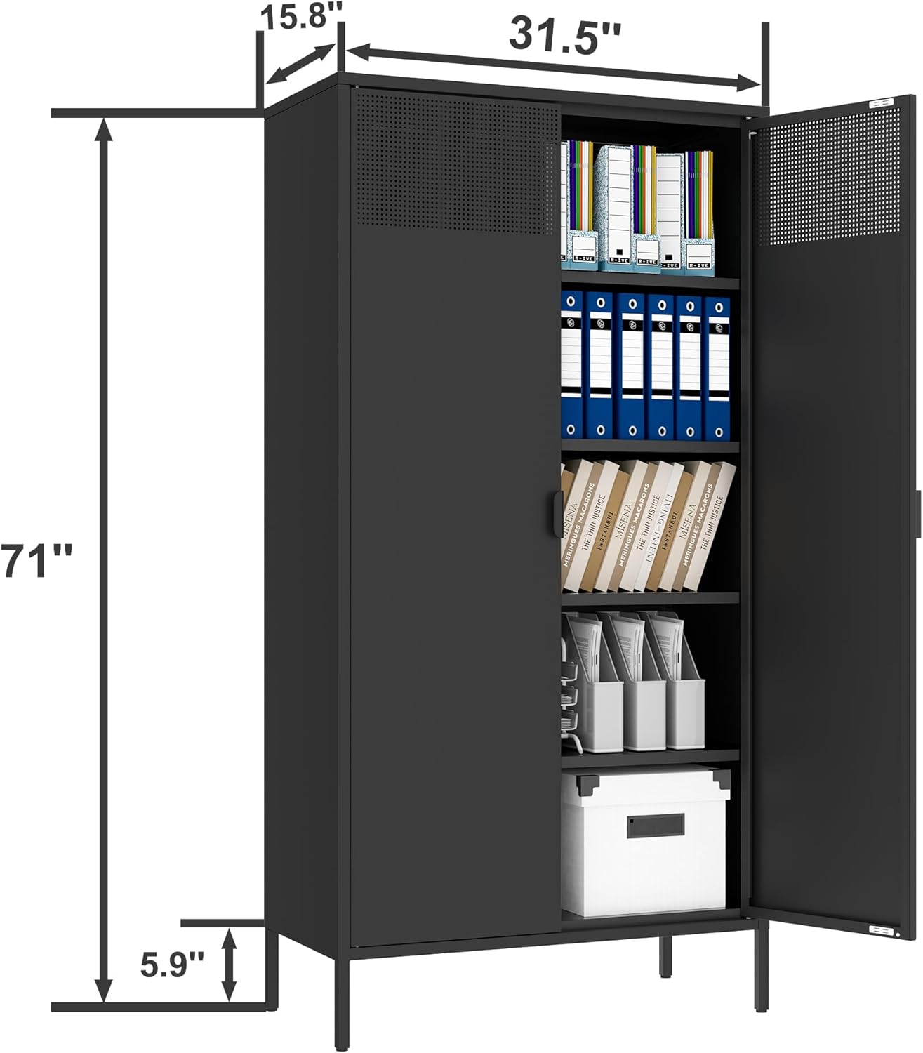 2 Door Storage Sideboard Metal Storage Cabinet with 2 Adjustable Shelf