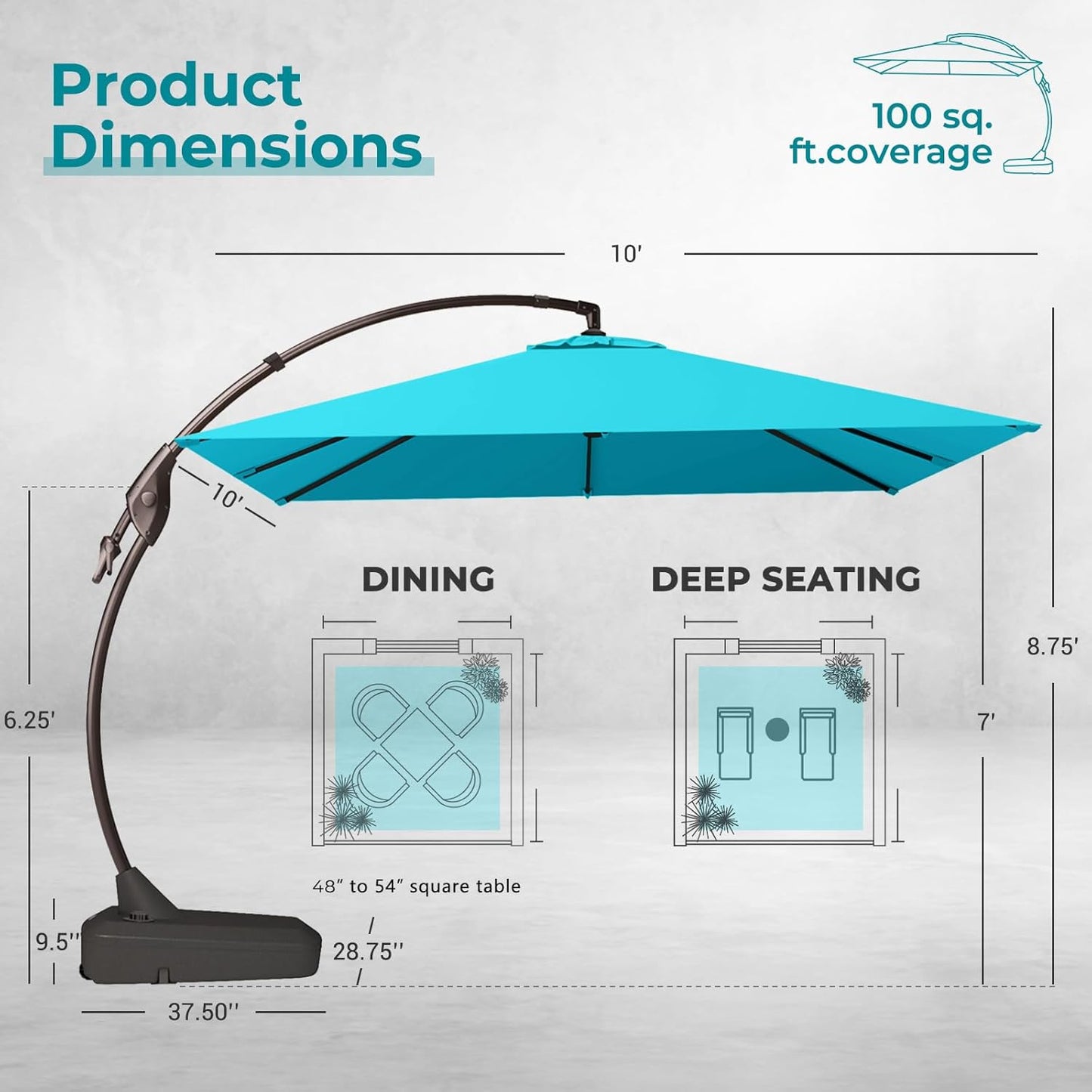 12FT Outdoor Offset Cantilever Umbrella with Base Champagne