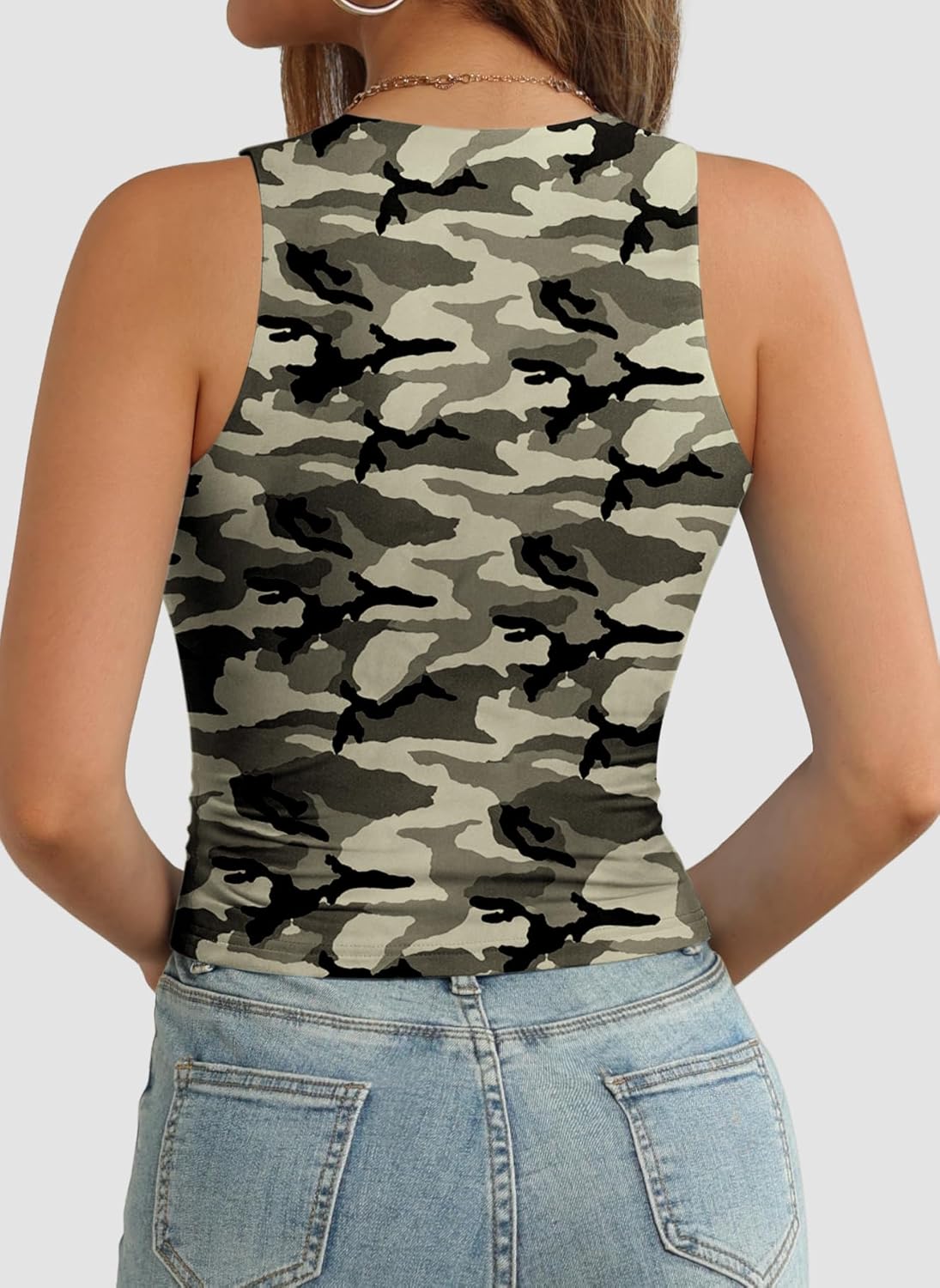 Womens Double Lined Crop Tank Tops Casual Basic Shirts Sleeveless Tops