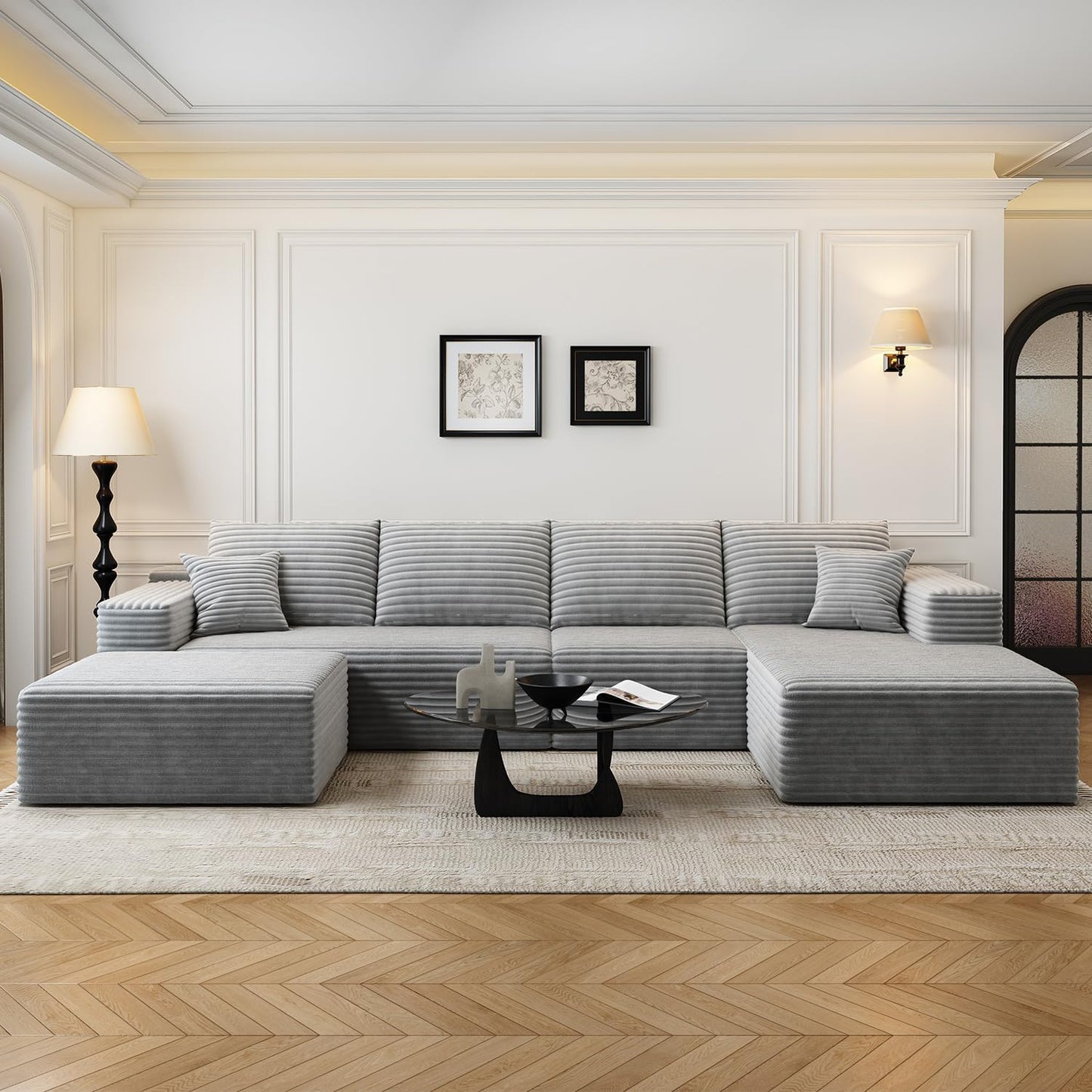 107.5" Cloud Modular Sectional Sofa with 1 Ottoman