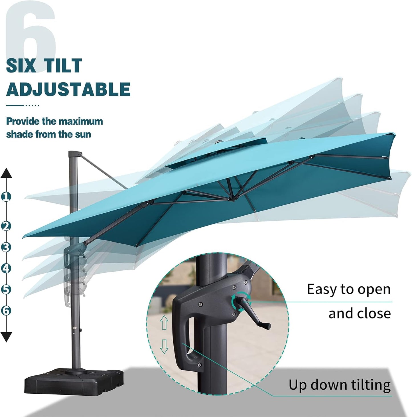 12ft Patio Umbrella with Base Large Outdoor Square Umbrella