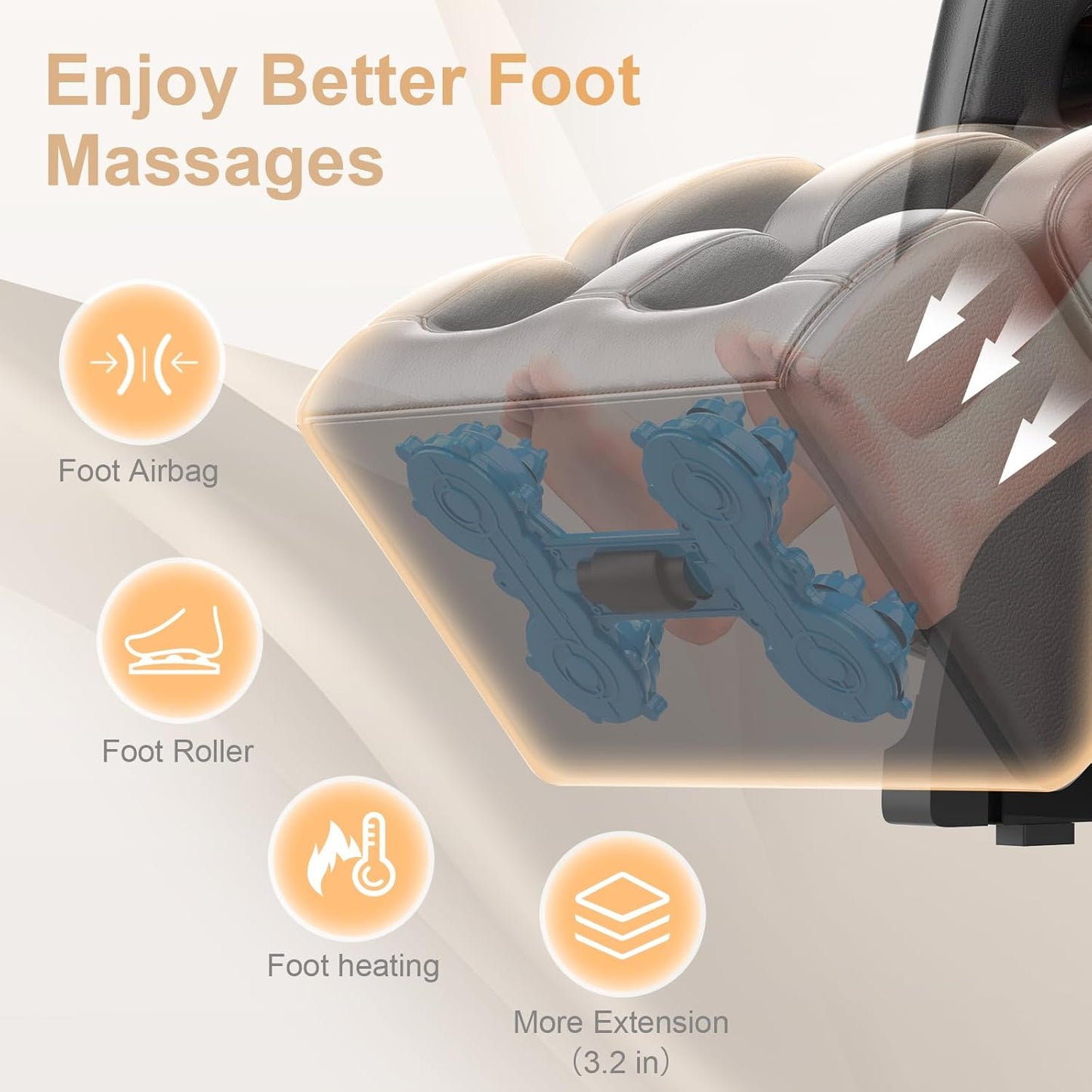 Zero Gravity Massage Chair with 10 Fix Rollers Heating Foot Massage