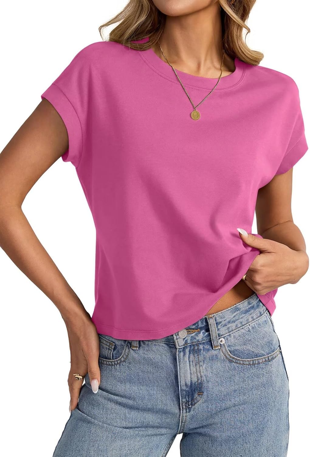 Womens Cap Sleeve Crop Tops Cotton T Shirts