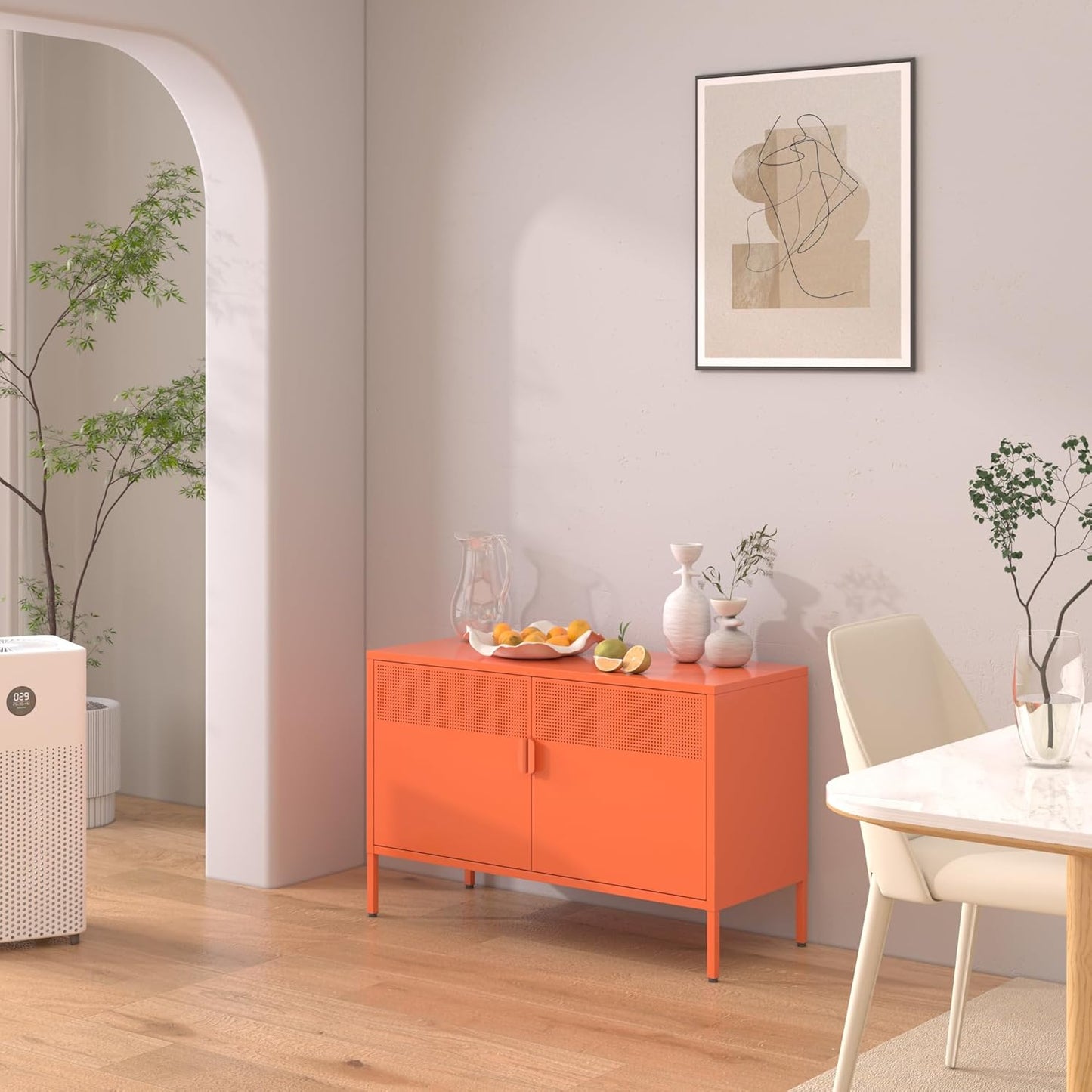 2 Door Storage Sideboard Metal Storage Cabinet with 2 Adjustable Shelf