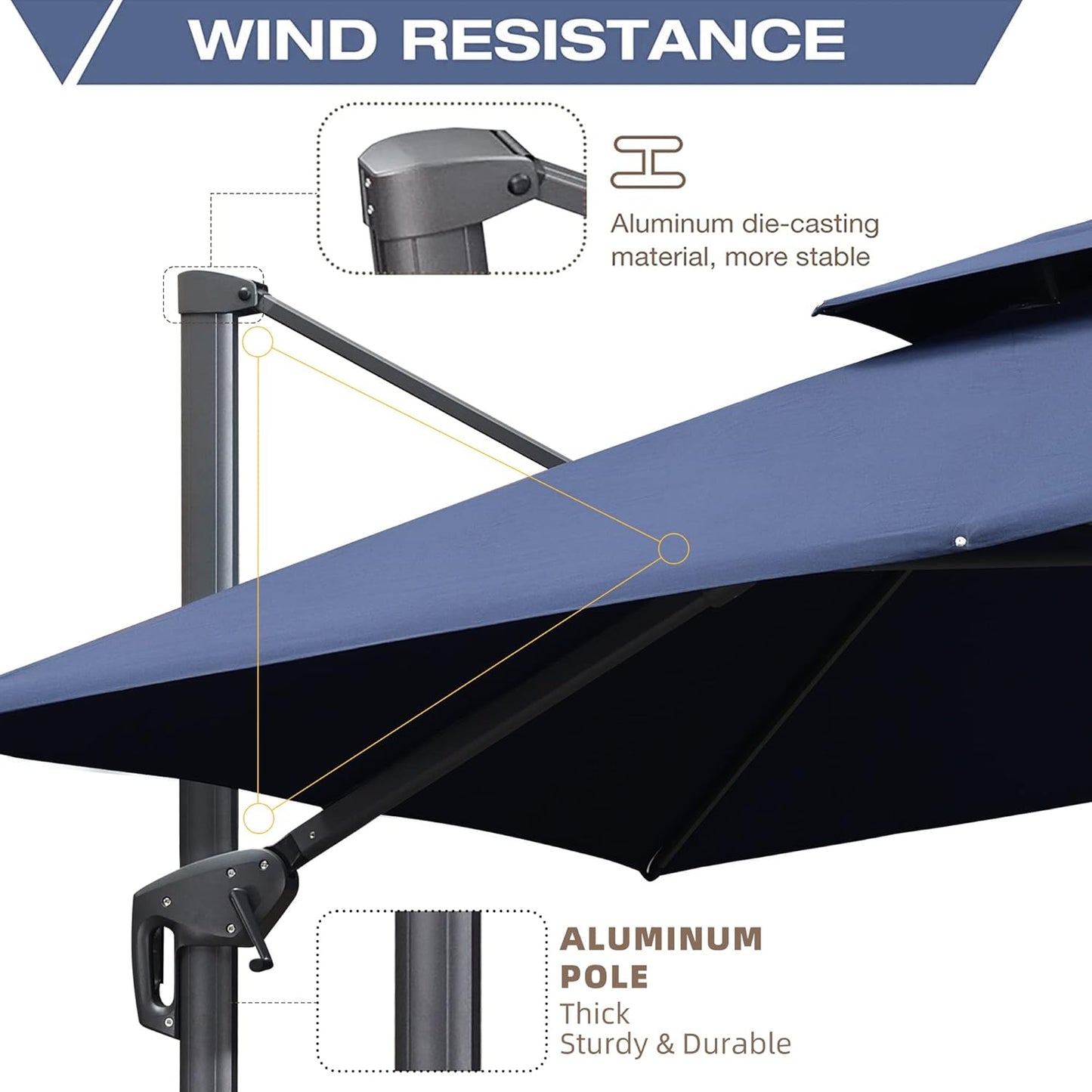 12ft Patio Umbrella with Base Large Outdoor Square Umbrella