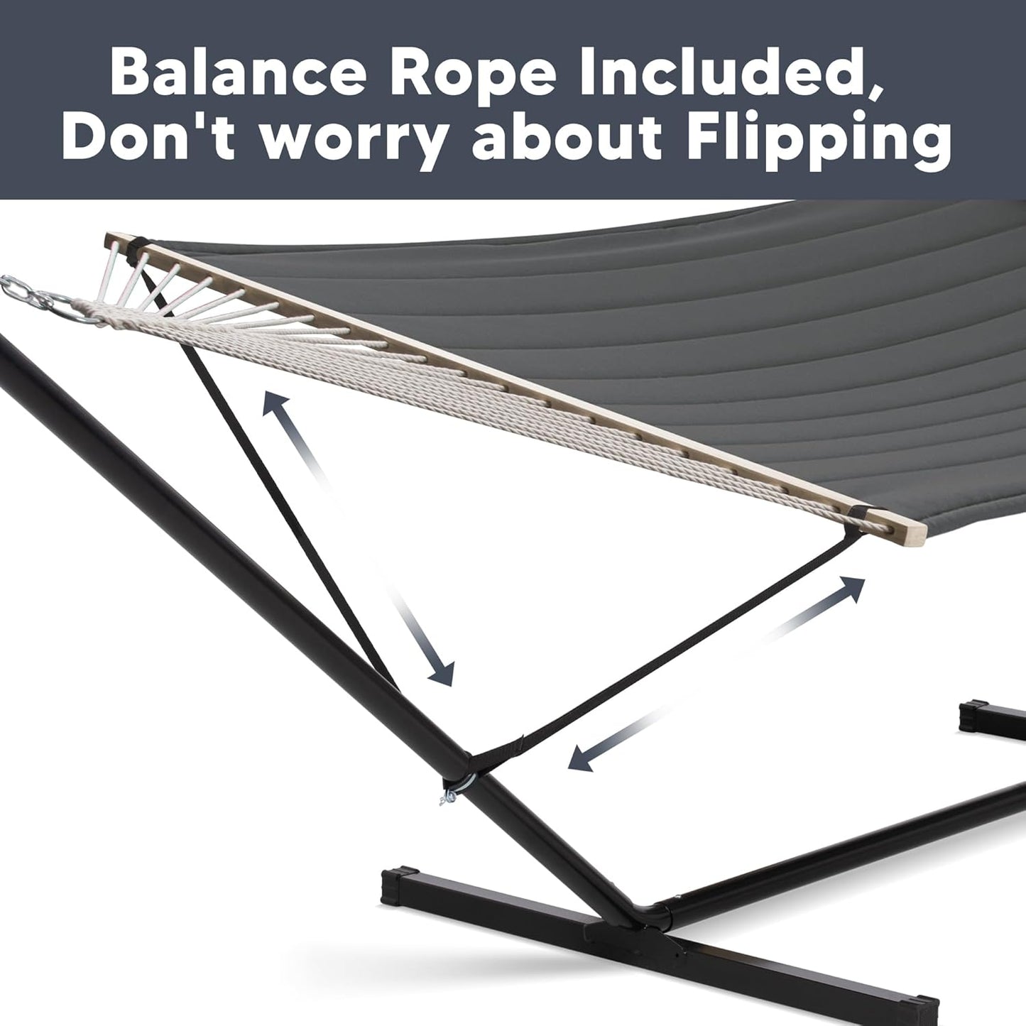 2 Person Hammock with Stand Heavy Duty Portable Dark Grey