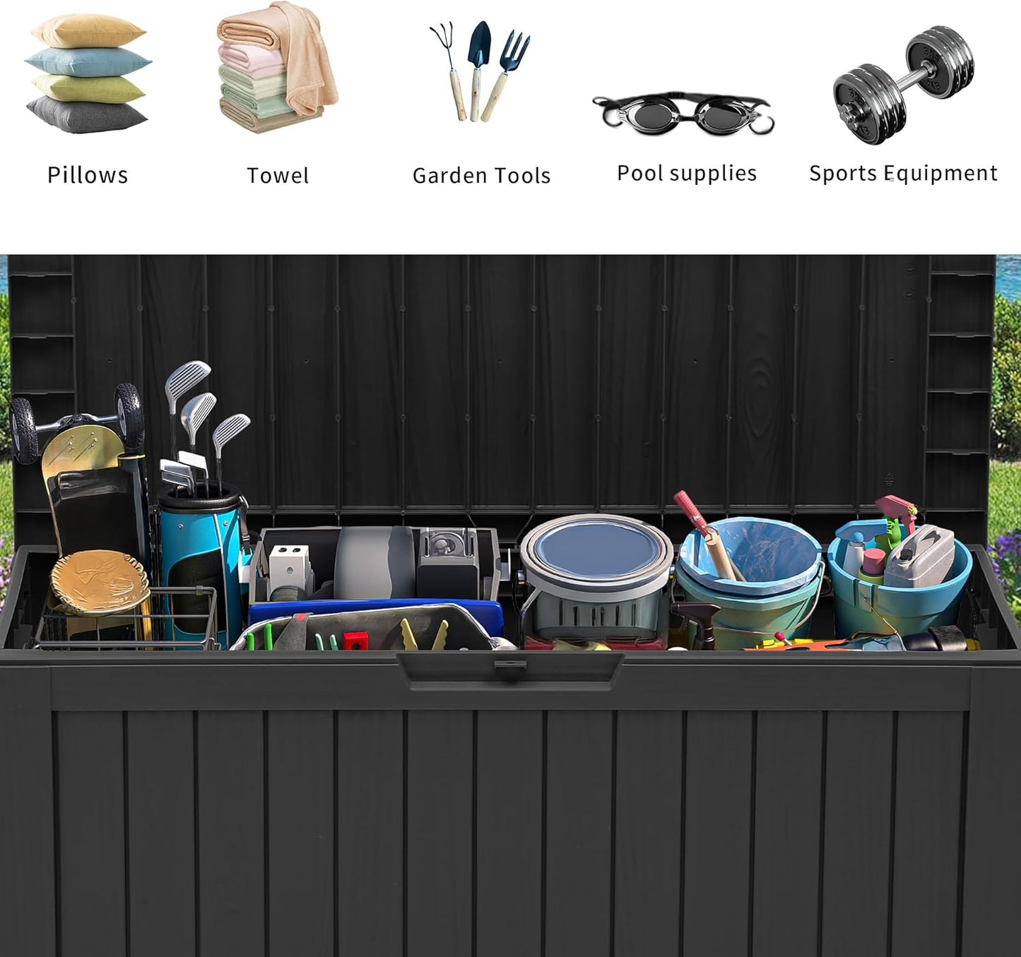 YITAHOME 120 Gallon Large Deck Box Upgraded Resin Outdoor Storage Boxes