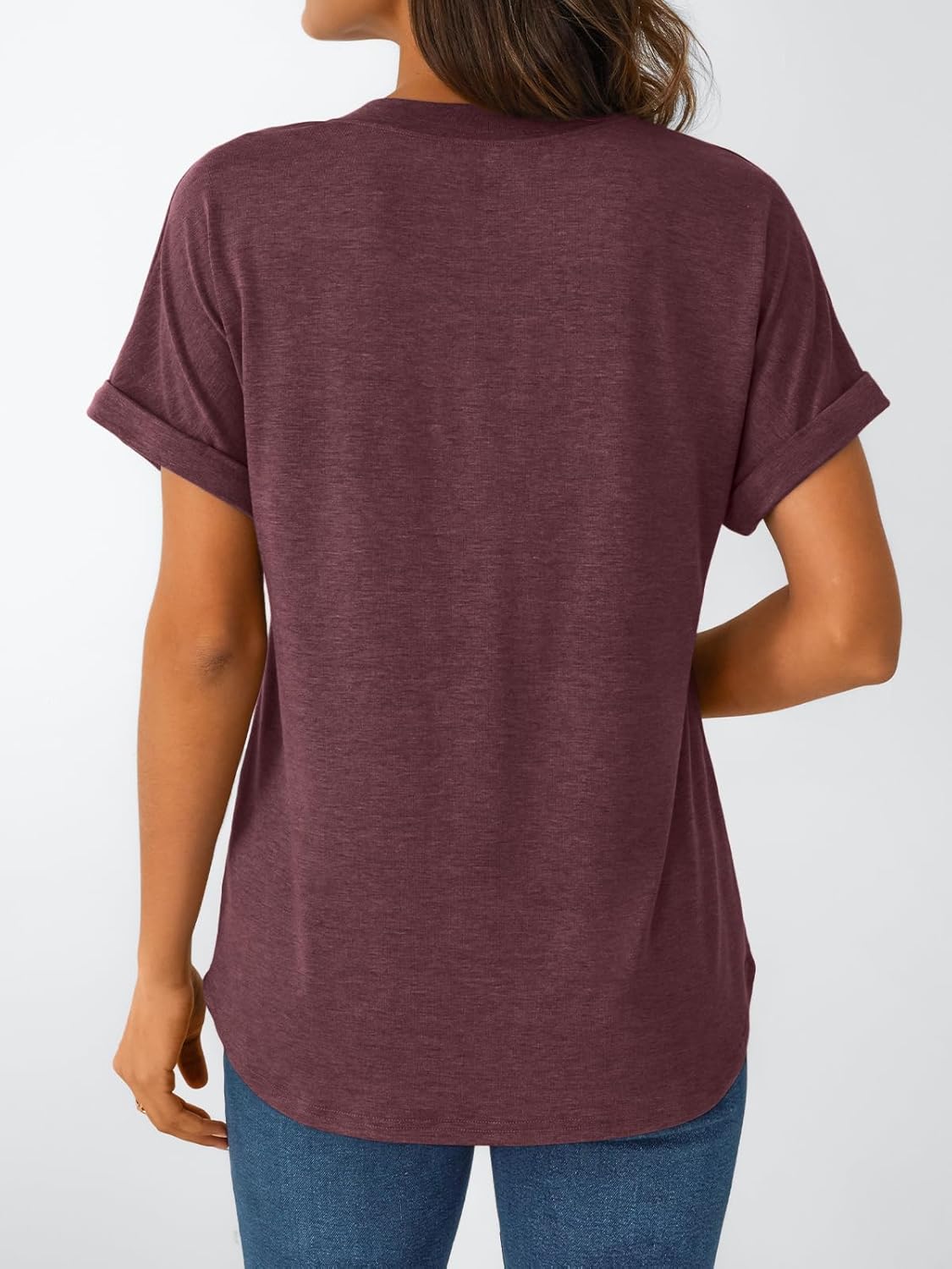 Women's Short Sleeve Shirts Henley Dressy Casual Summer Tops