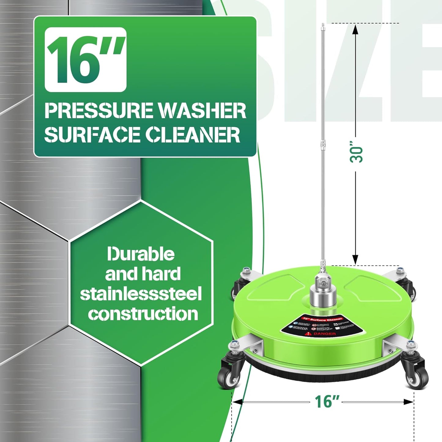 14" Pressure Washer Surface Cleaner with 4 Wheels