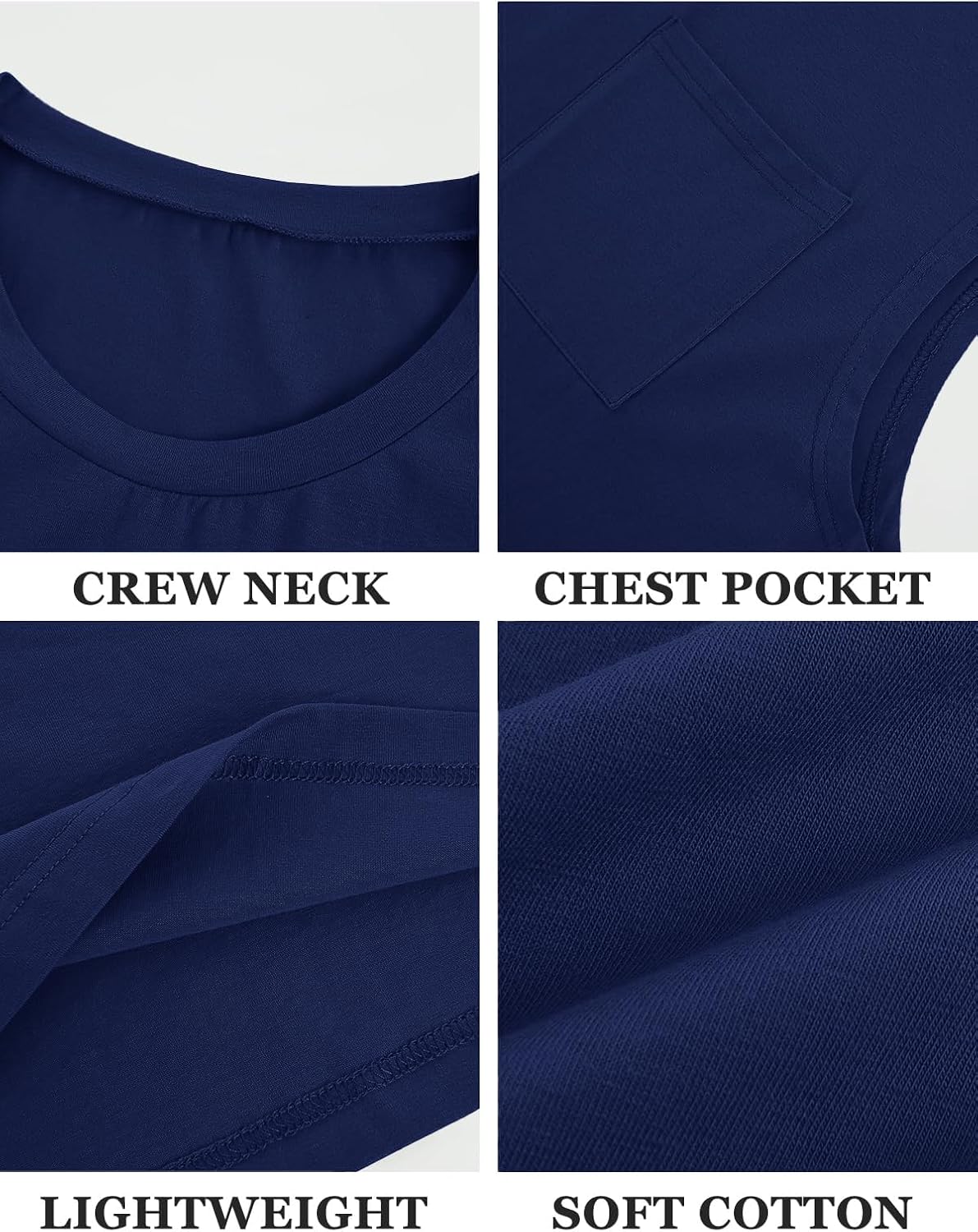 Mens Sleeveless Tank Tops Workout Cut Off Shirts Muscle Gym T Shirts with Pocket