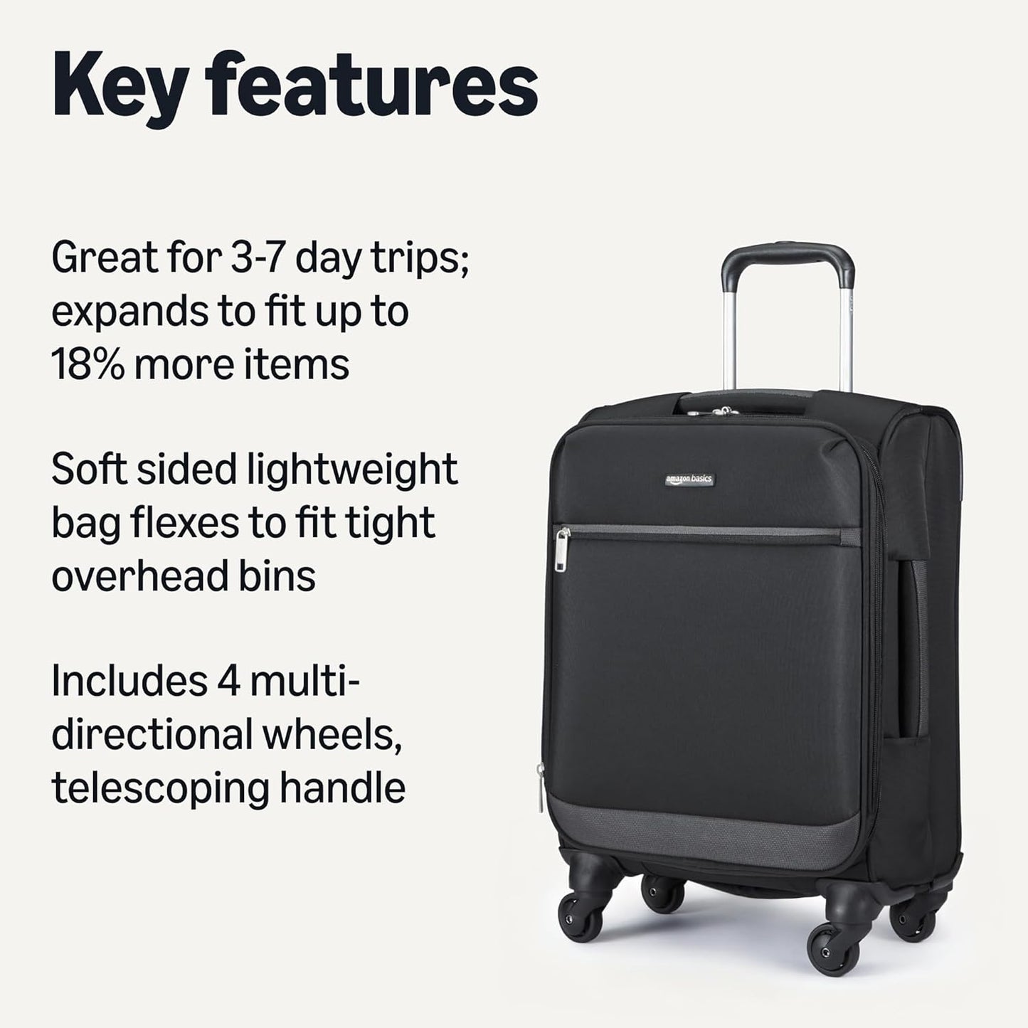 20" Luggage, Softside Suitcase With TSA Lock