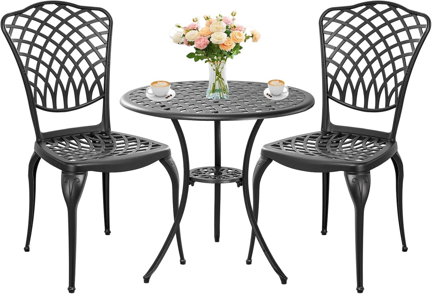 Patio Bistro Set 3 Piece Outdoor Cast Aluminum Outdoor Bistro Table