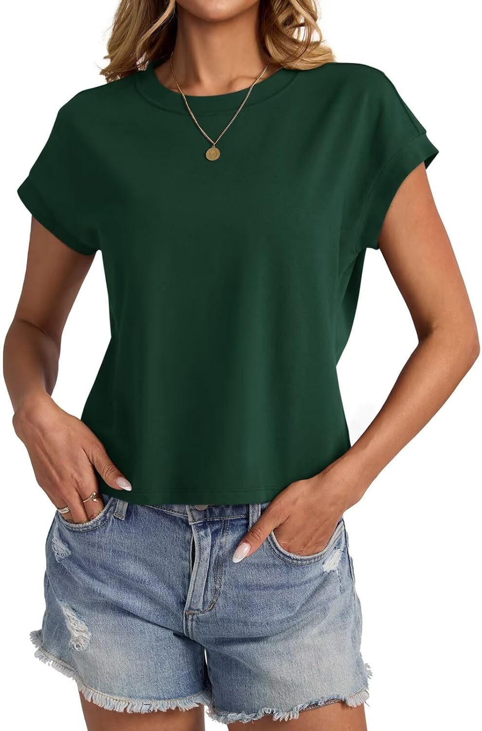 Womens Cap Sleeve Crop Tops Cotton T Shirts