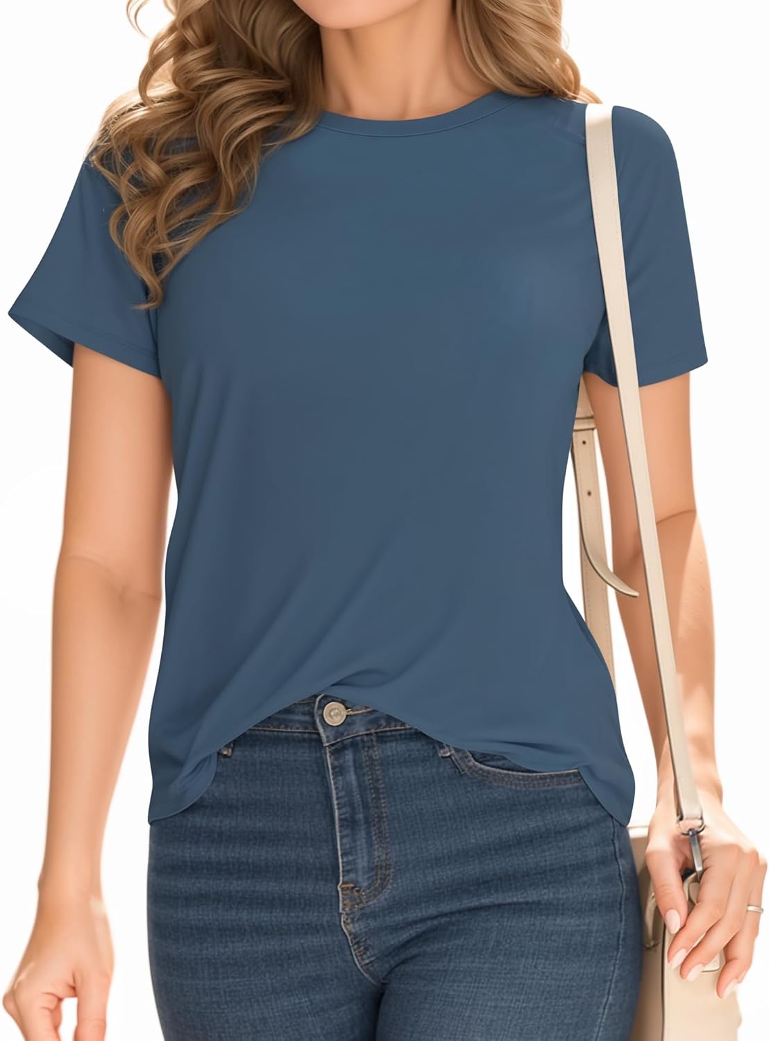 Short Sleeve Crew Neck Casual Shirts Basic Tee Summer Tops