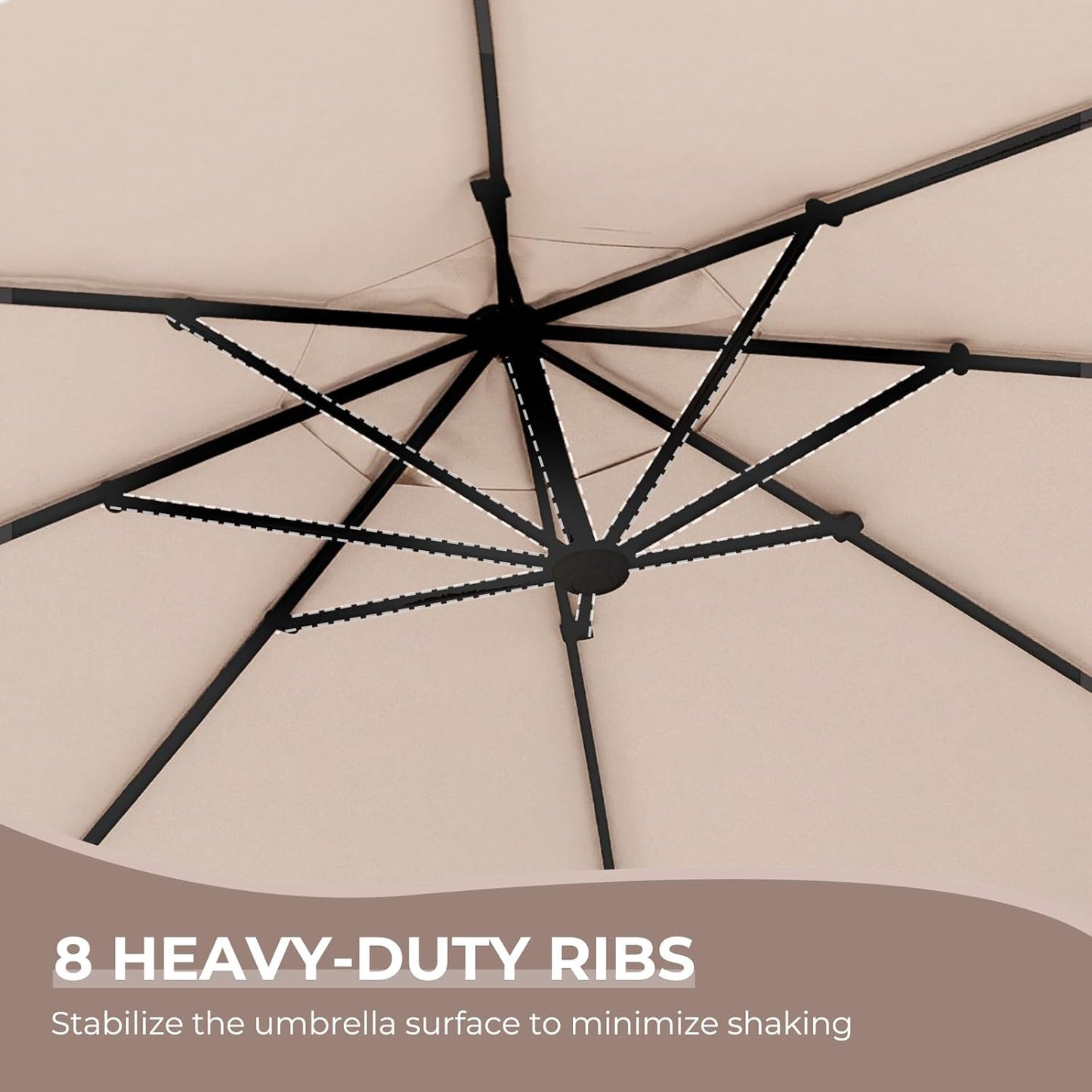12FT Outdoor Offset Cantilever Umbrella with Base Champagne