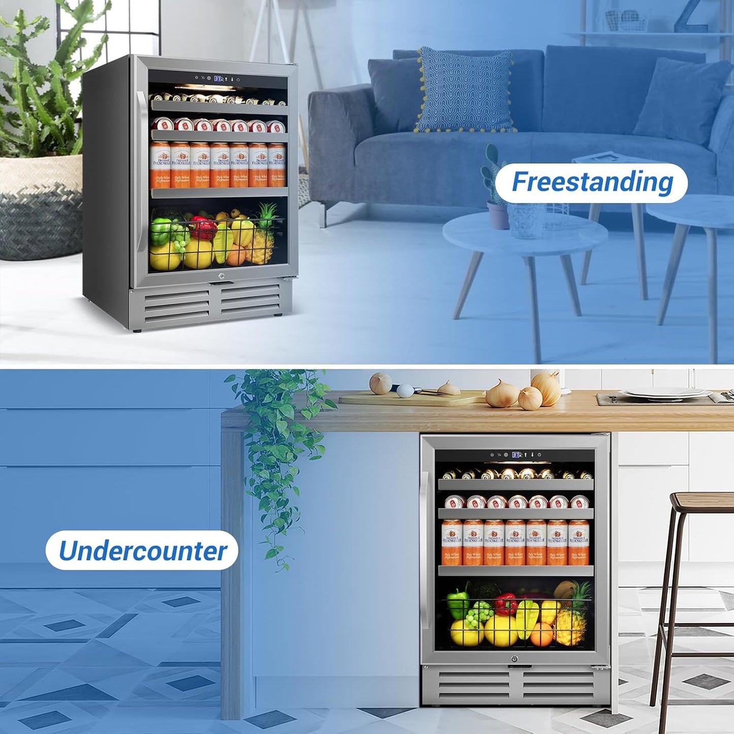 24 Inch Beverage Refrigerator Outdoor Under Counter Beverage Cooler for Patio