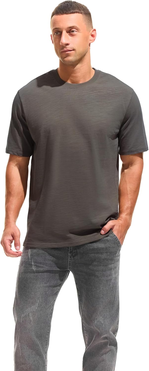 Cotton Loose Fit Thick T-Shirt Heavy Weight Crewneck Tees for Men