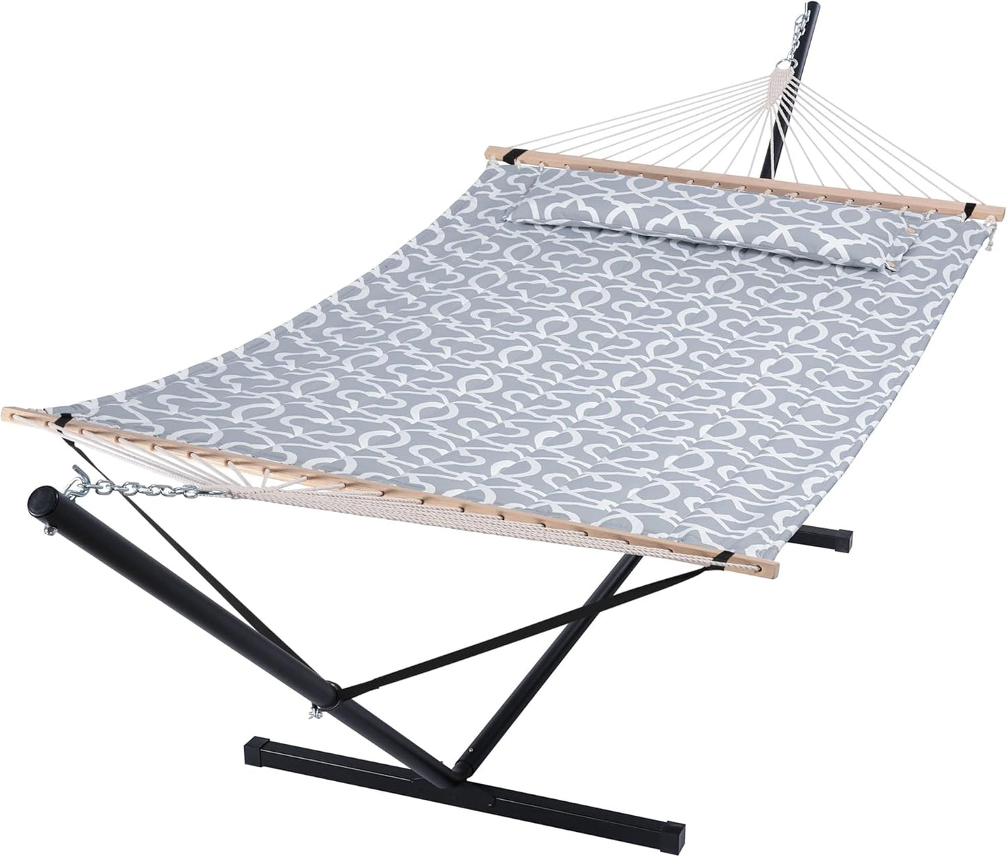 2 Person Hammock with Stand Heavy Duty Portable Dark Grey