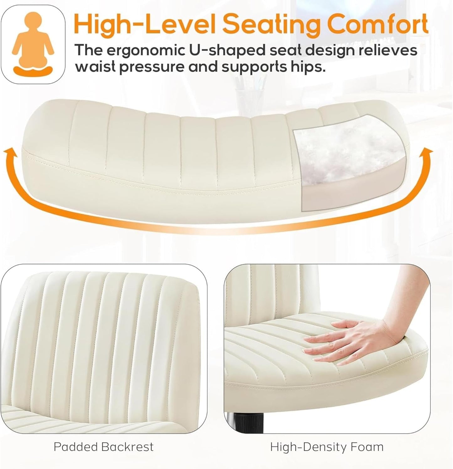 DUMOS Criss Cross Chair Legged Office Wide Comfy Desk Seat