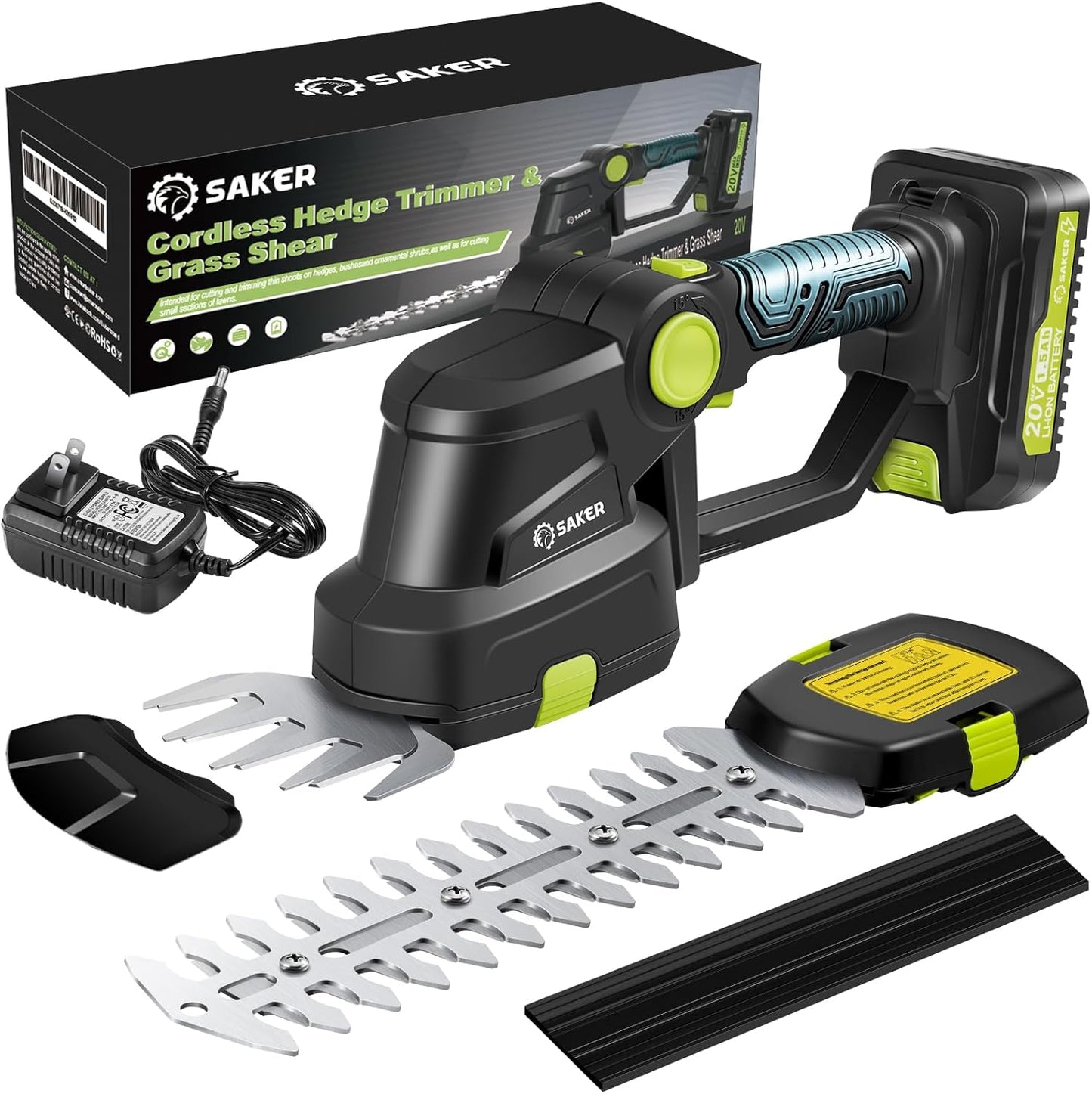 Saker Cordless Hedge Trimmer Electric Shrub Trimmer Grass Shears Handheld Grass Cutter