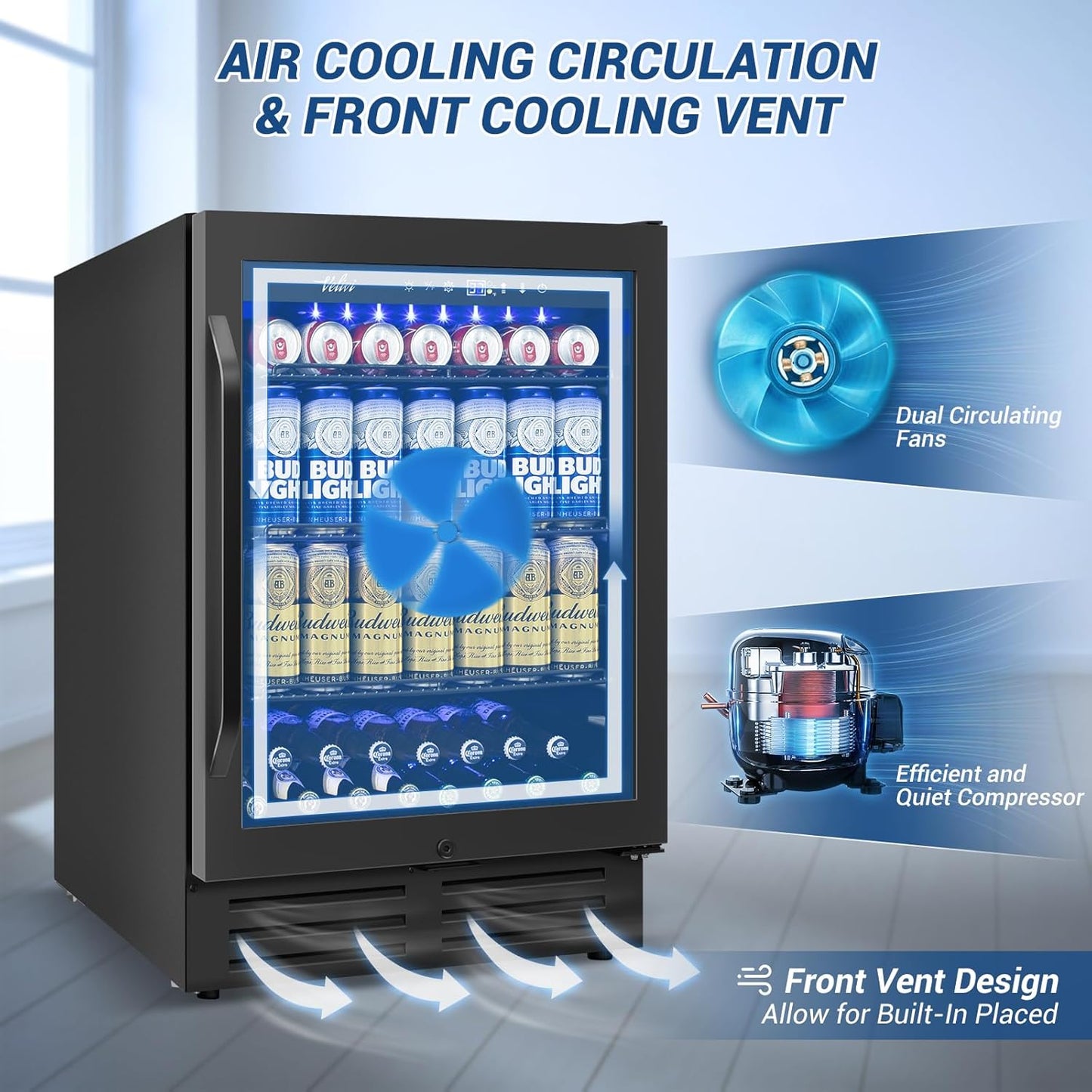 24 Inch Beverage Refrigerator Outdoor Under Counter Beverage Cooler for Patio