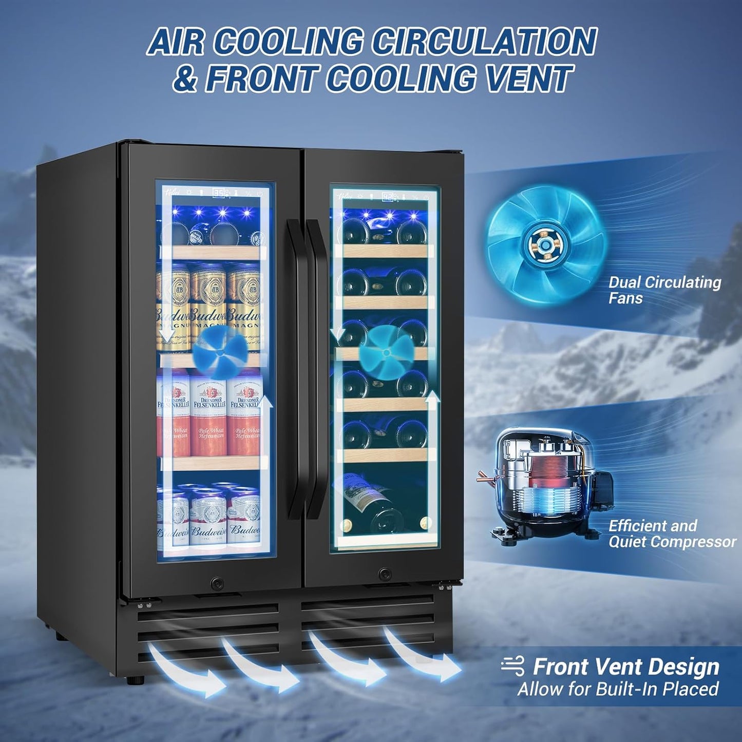 24 Inch Beverage Refrigerator Outdoor Under Counter Beverage Cooler for Patio
