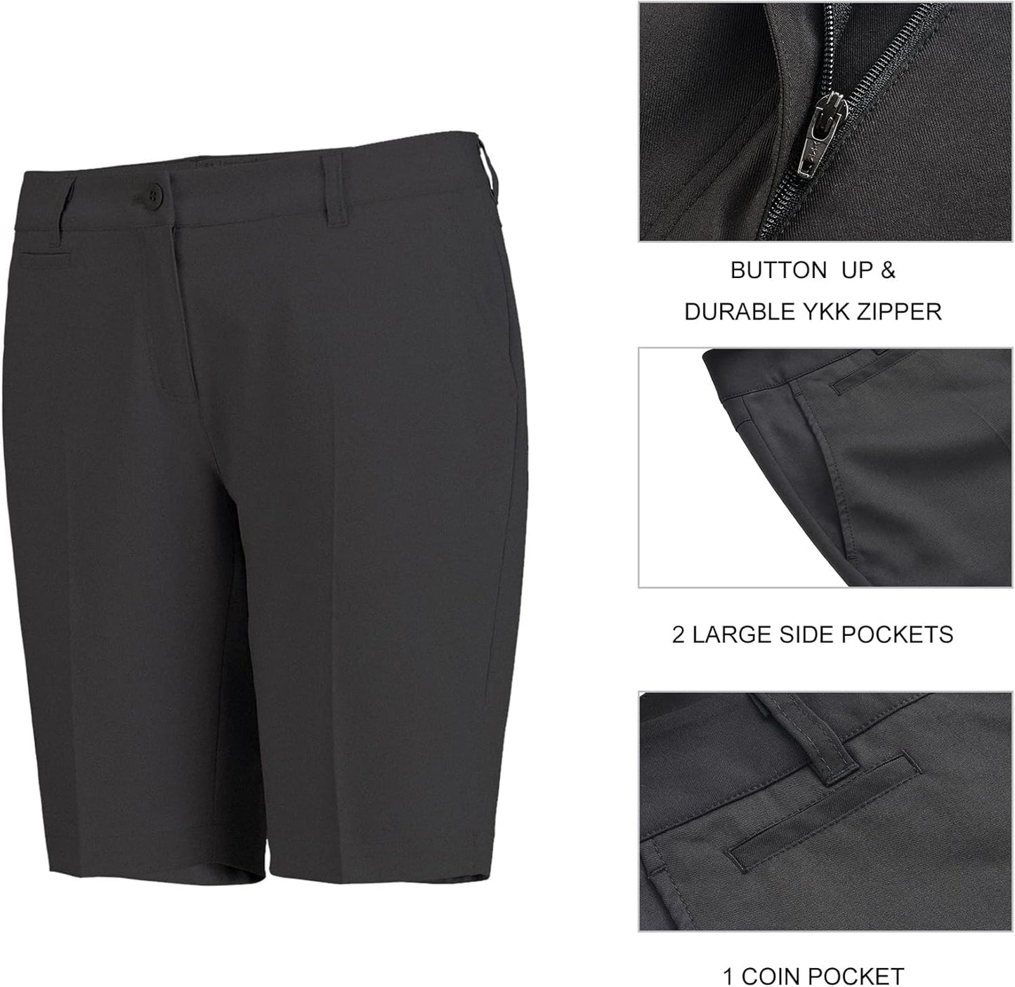Womens Golf Shorts Lightweight Stretch Relaxed Fit Knee Length Ladies Bermuda Shorts