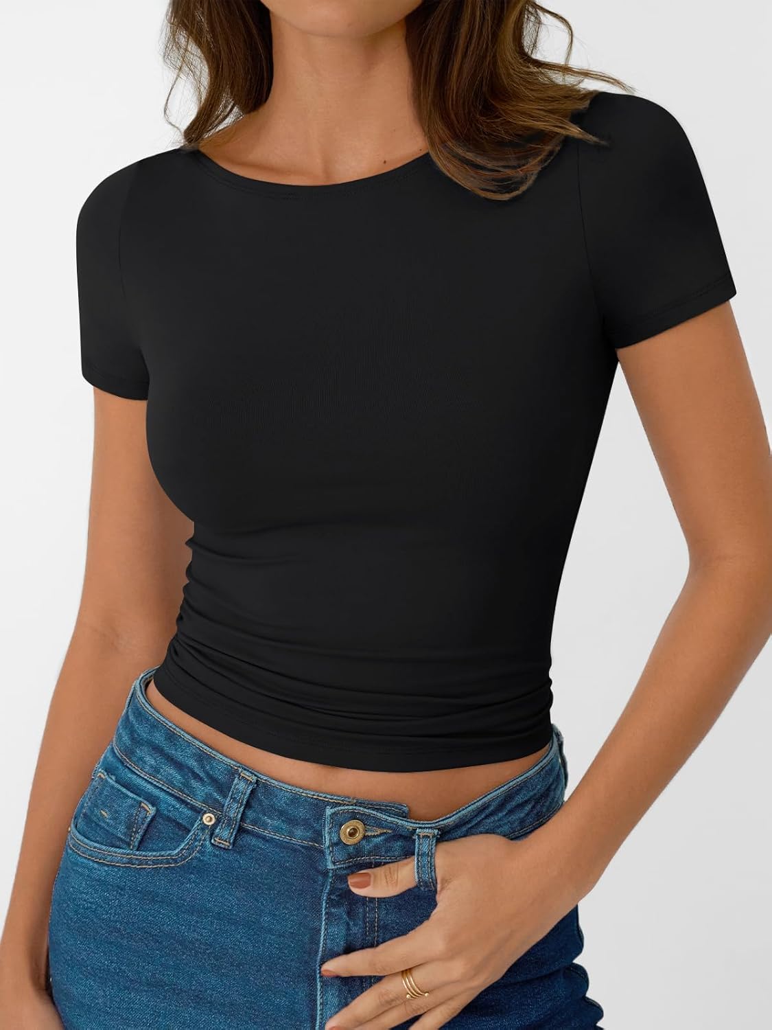 Womens Short Sleeve Boat Neck T-Shirts