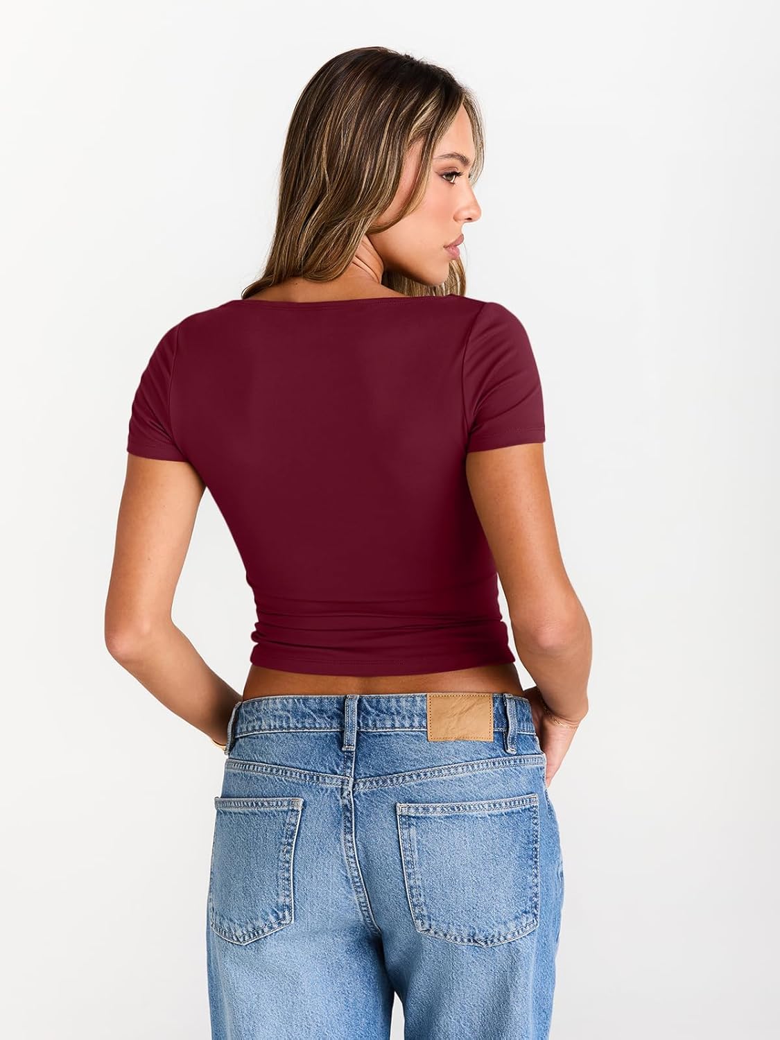 Womens Boat Neck Tops Short Sleeve T-Shirts Slim Fitted Compression