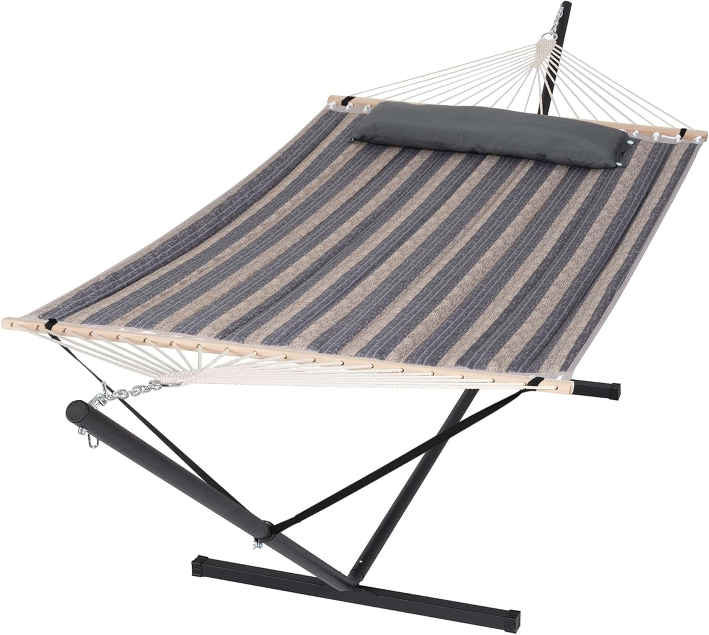 2 Person Hammock with Stand Heavy Duty Portable Dark Grey