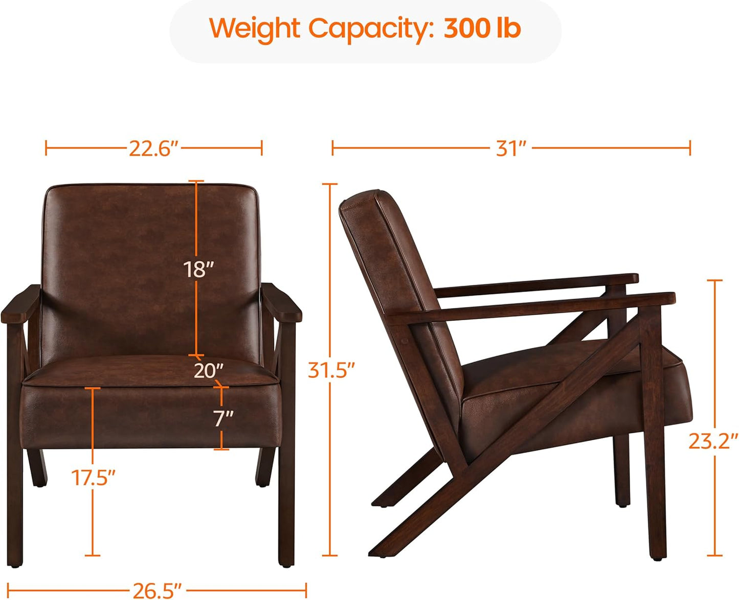 Yaheetech Accent Chair Armchair with Strong Wood Frame