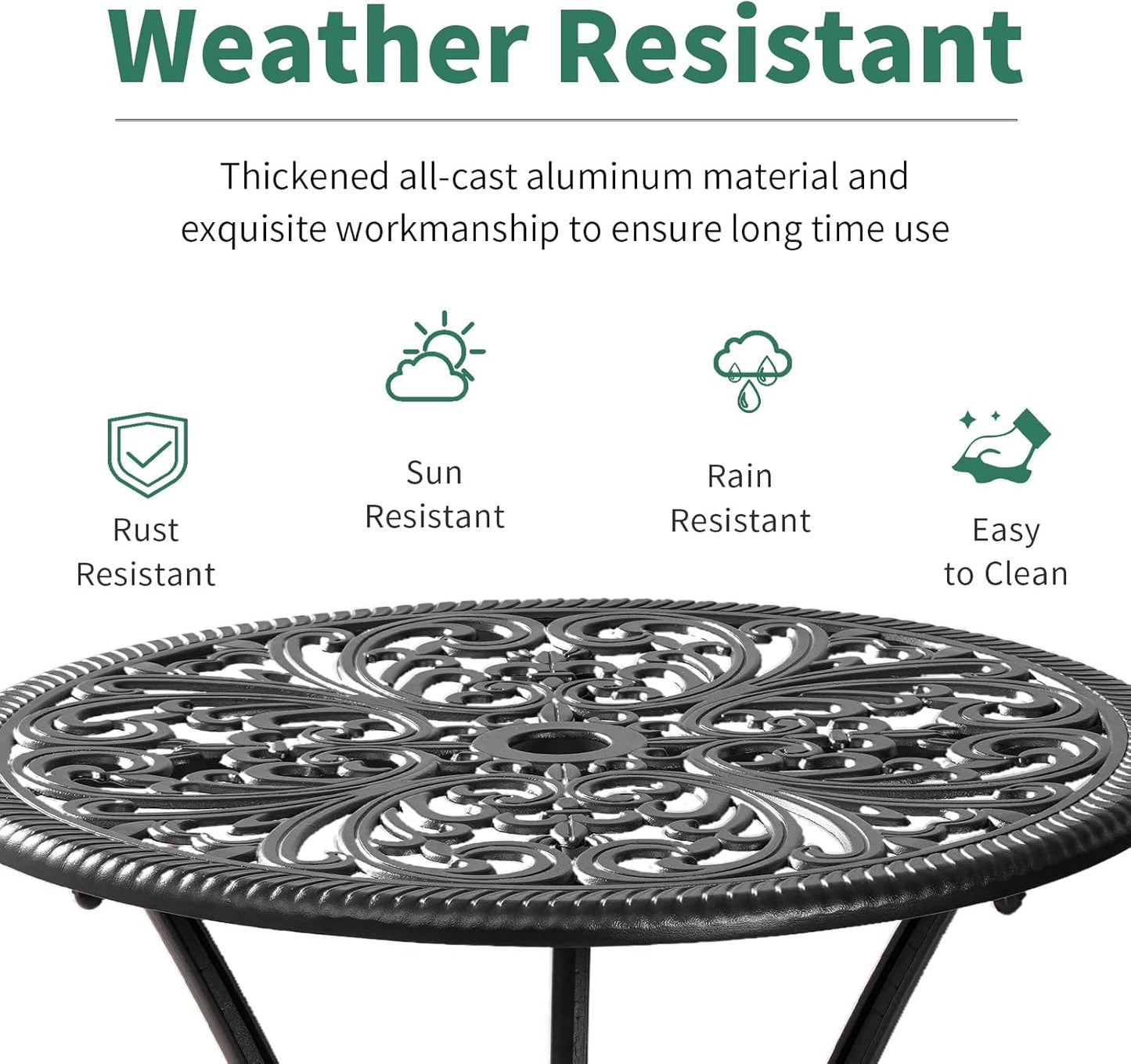 Patio Bistro Set 3 Piece Outdoor Cast Aluminum Outdoor Bistro Table