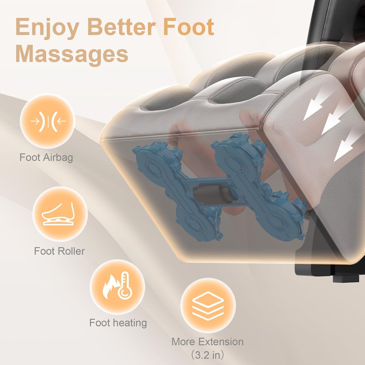 Zero Gravity Massage Chair with 10 Fix Rollers Heating Foot Massage