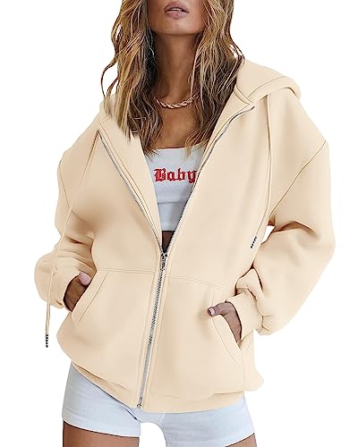 Womens Zip Up Hoodies Long Sleeve Fall Oversized Sweatshirts