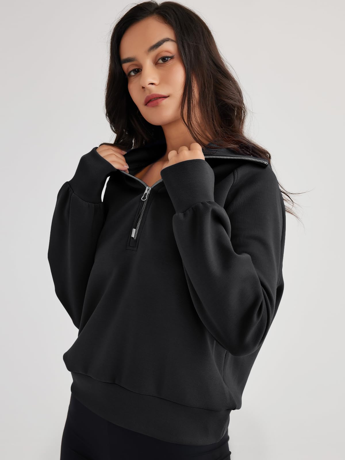 Womens Oversized Sweatshirts Half Zip Pullover Long
