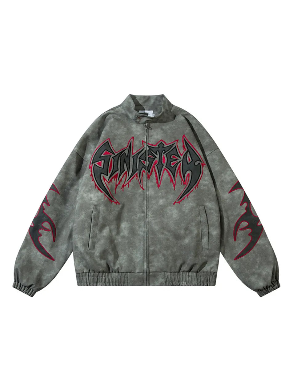 Letter Graphic Long Sleeve PU Leather Jacket for Men