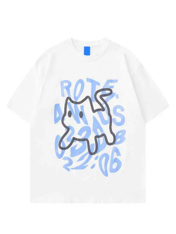 Women's Cartoon Letter Graphic Tee