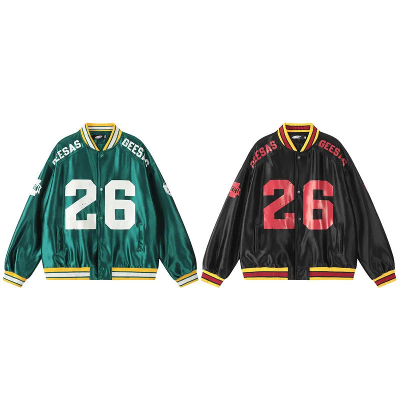 Shiny Letter Patchwork Element Baseball Jacket for Men