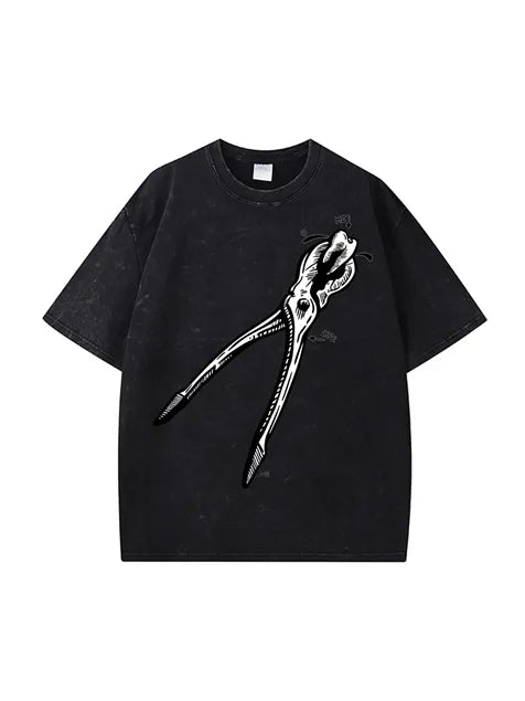 270g Bone Purple Back Santa Printed Cotton Printed Wash Old T-shirt