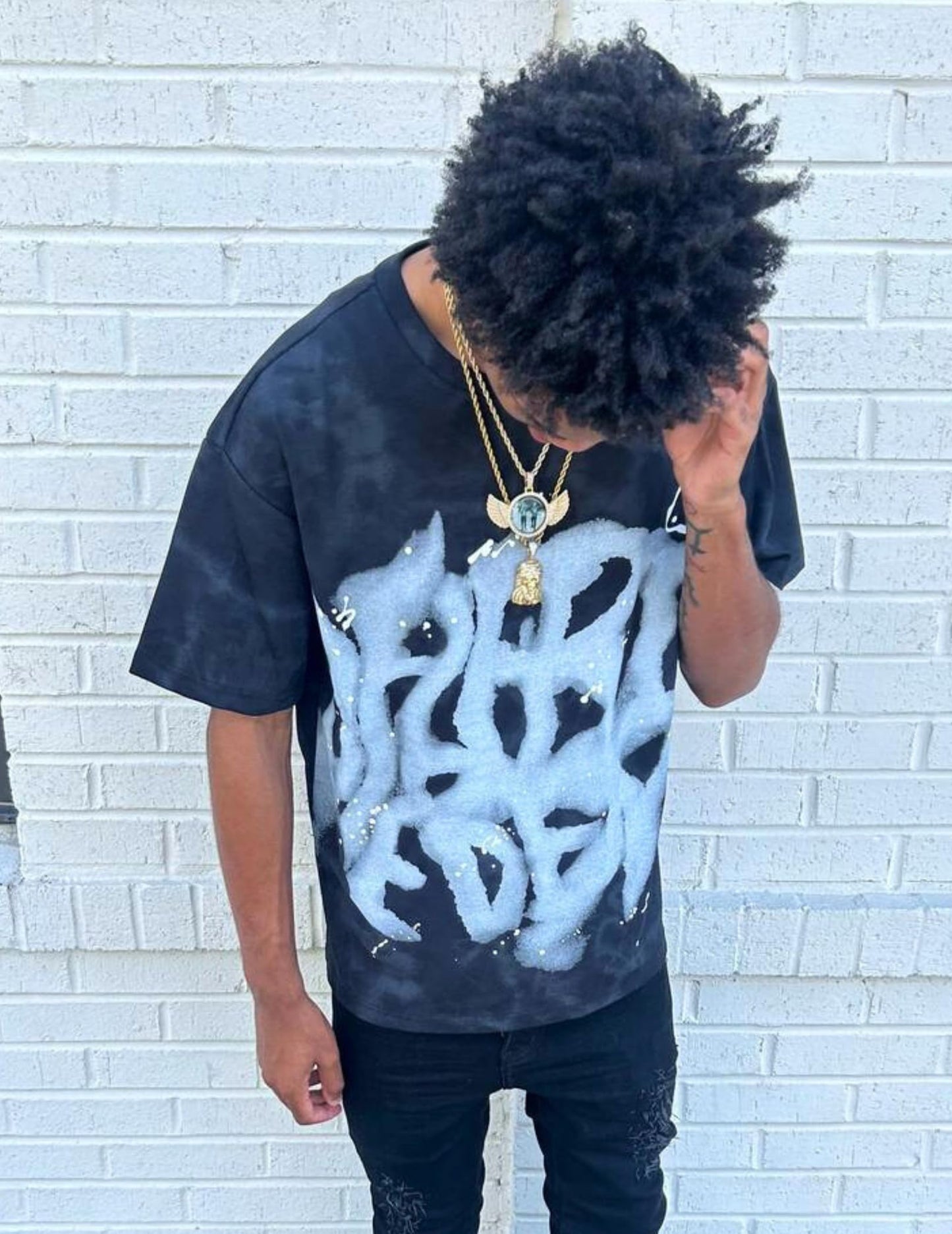 Mens Graphic Tee Shirts Oversized Baggy Loose Cotton T-Shirt Streetwear