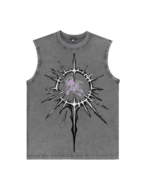 230g Cotton Astronaut Interstellar Wash Old Sleeveless T-shirt