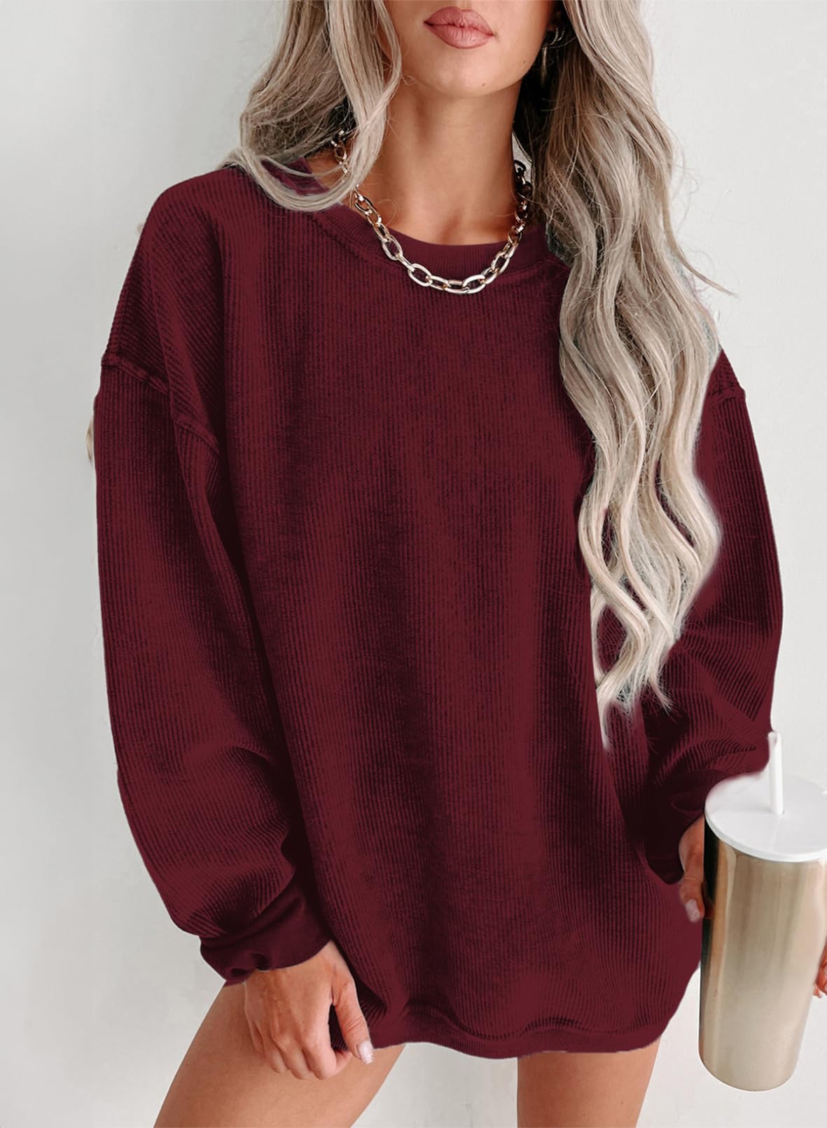 Women Casual Oversized Long Sleeve Crewneck Sweatshirts
