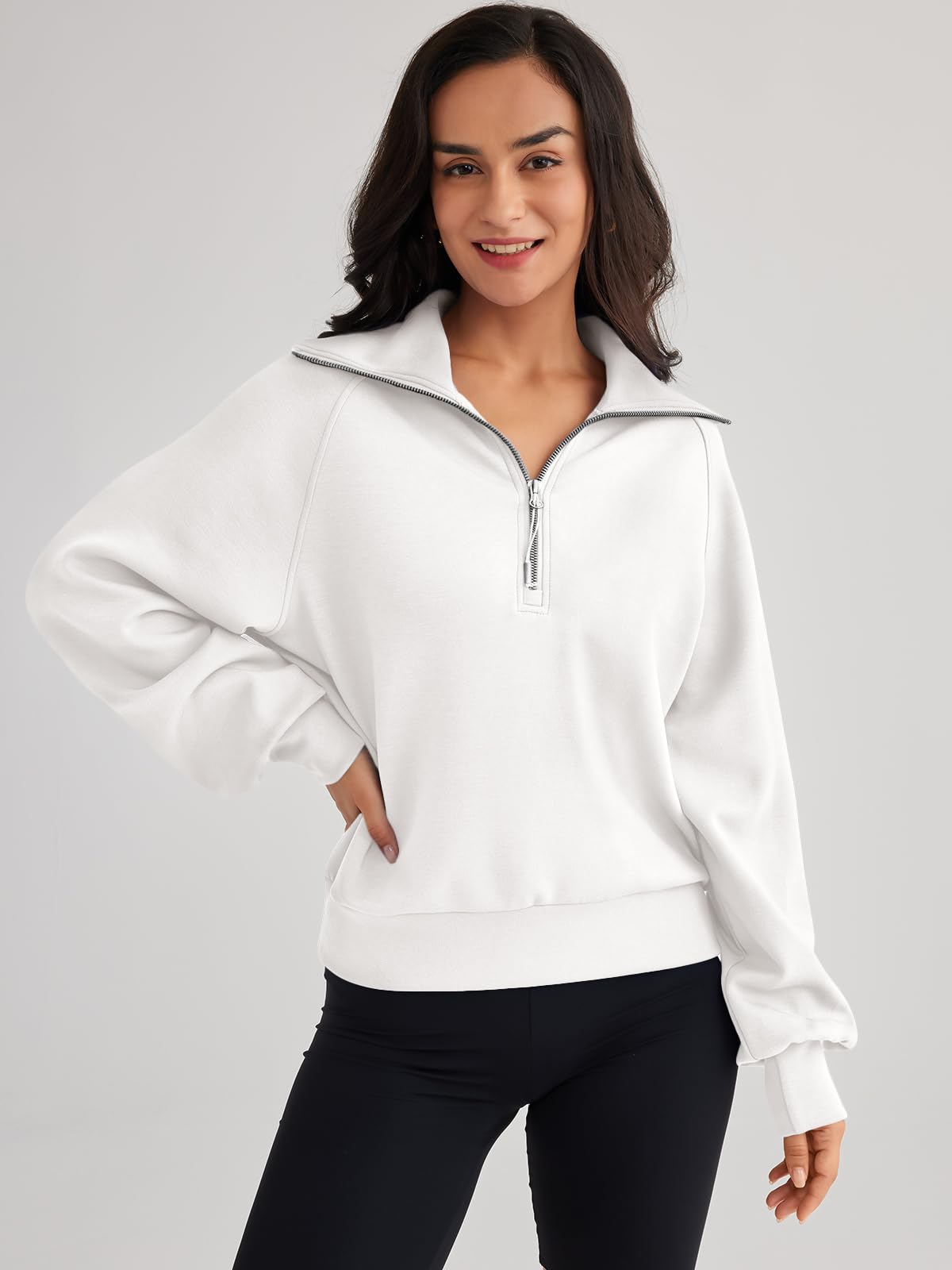 Womens Oversized Sweatshirts Half Zip Pullover Long